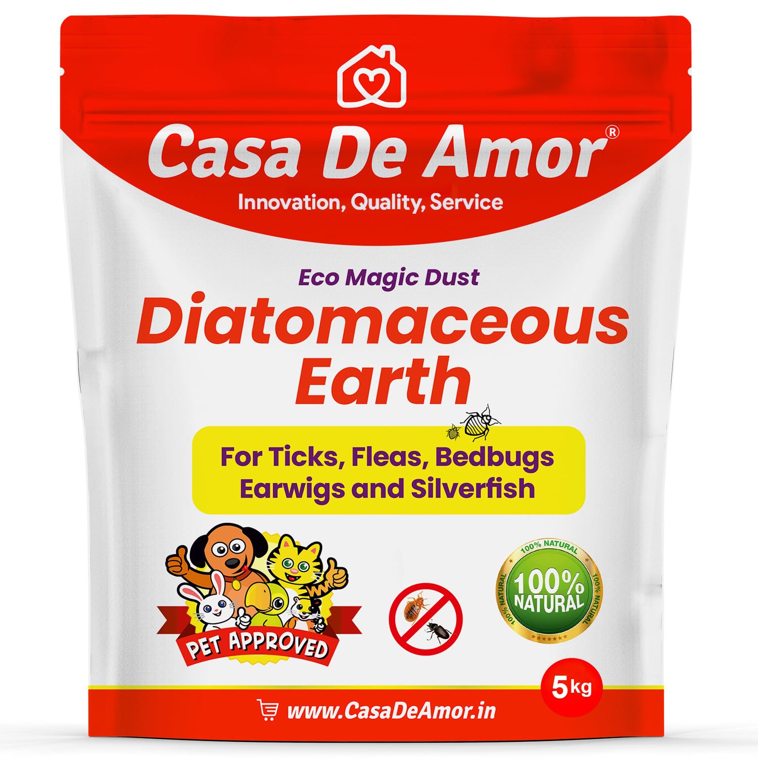 Casa De Amor Diatomaceous Earth, 100% Pure Natural Organic and Safe, 5 Kg