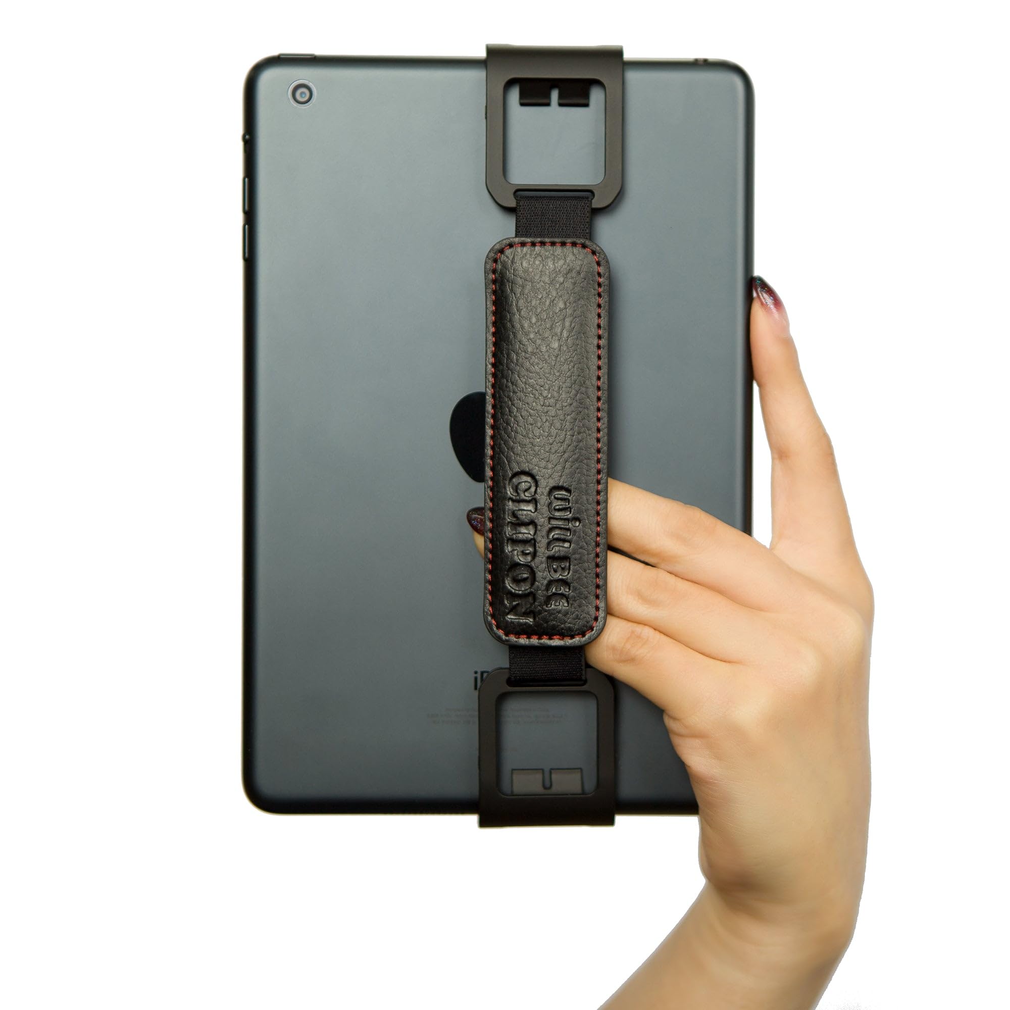 WiLLBee CLIPON Hand Pad Wide - Tablet e-Book Hand Strap Finger Grip Holder (Black, for 7.8-8.2 inch Device)