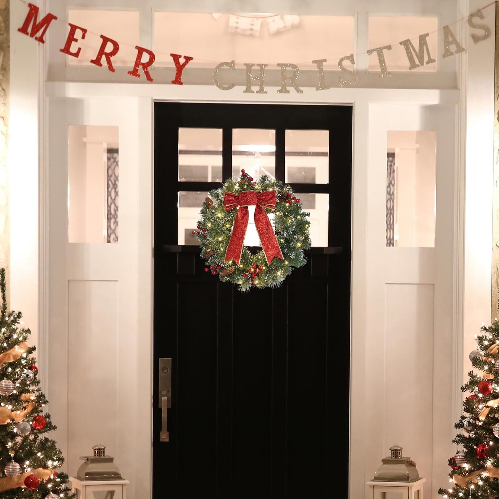 Corona Navidad Guirnalda De Navidad Luces Invierno Decoraciones Puerta Principal Artificial Decoración