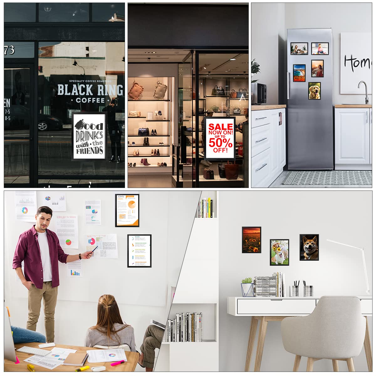 Cornici Magnetiche A4 10 Pezzi Nero - Per Foto E Poster Autoadesive - Foto 11