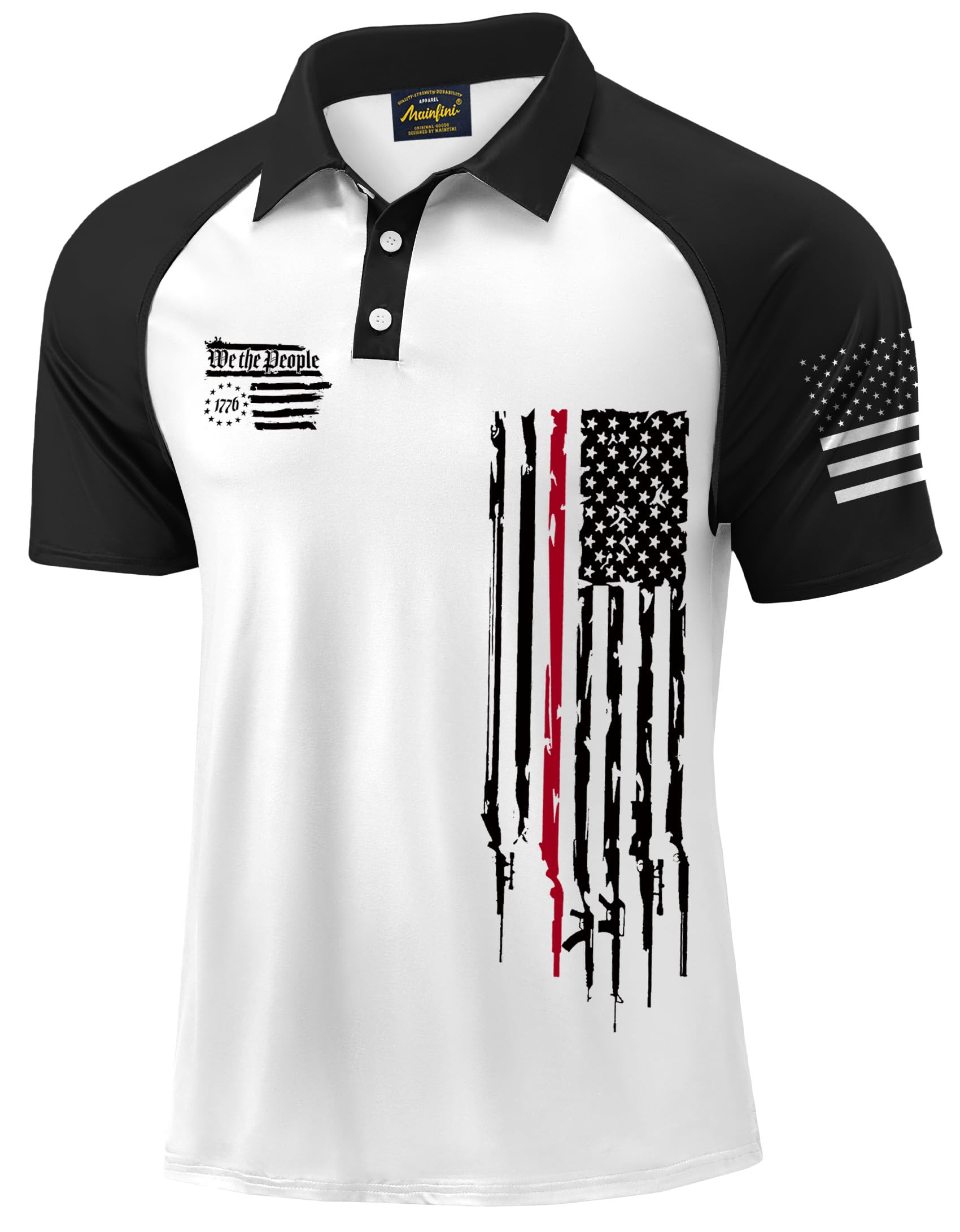 Mainfini Men's Patriotic Polo Stretch UPF 50+ Raglan American Golf Shirts