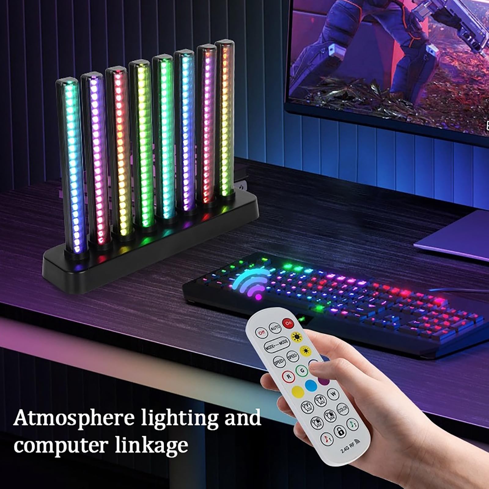 Światło do rozpoznawania rytmu muzyki z 8 lampami Nixie, 200 pełnokolorowych diod LED, 3 tryby dynamiczne, regulacja jasności, zasilanie USB, do dekoracji domu lub pokoju gier