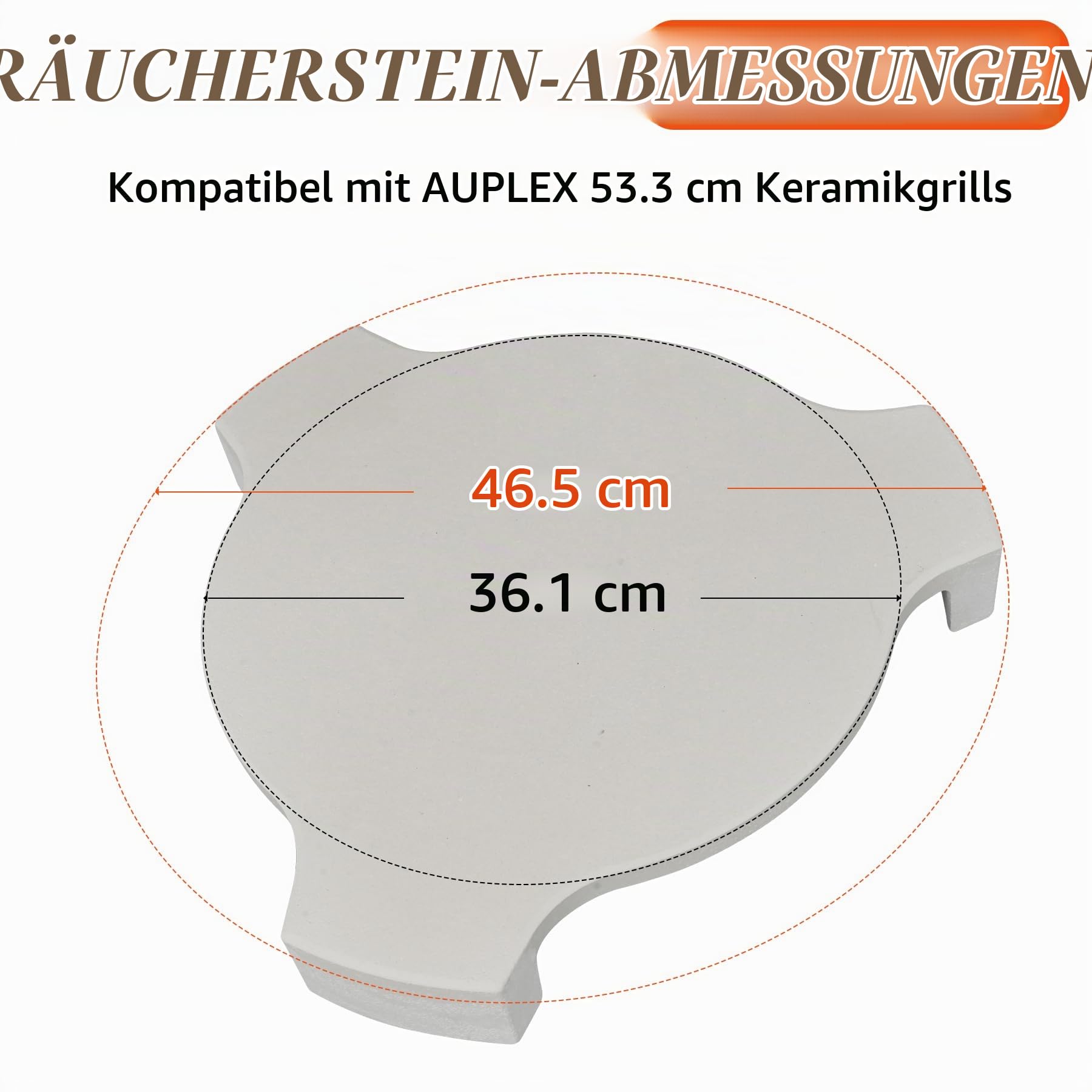 18.3'' Pizzastein & Heat Deflector für Kamado Zubehör – Extra Dicker Keramik Conveggtor mit 3 Beinen, Grill Deflektorstein & Backstein für Pizza, Brot & BBQ