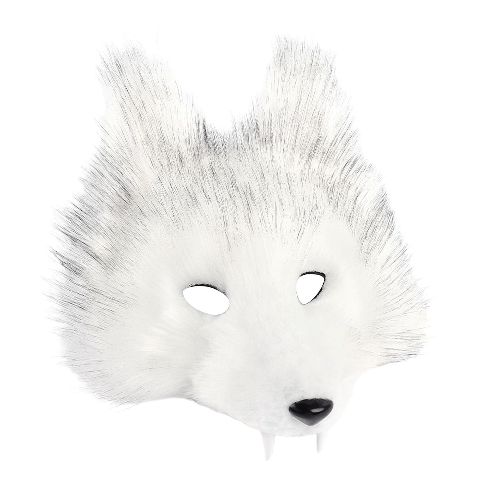 Realistic Wolf Mask,Half Face Plush Fursuit Werewolf Mask,Furry Therian Fox Wolf Masks for Halloween Carnival Party