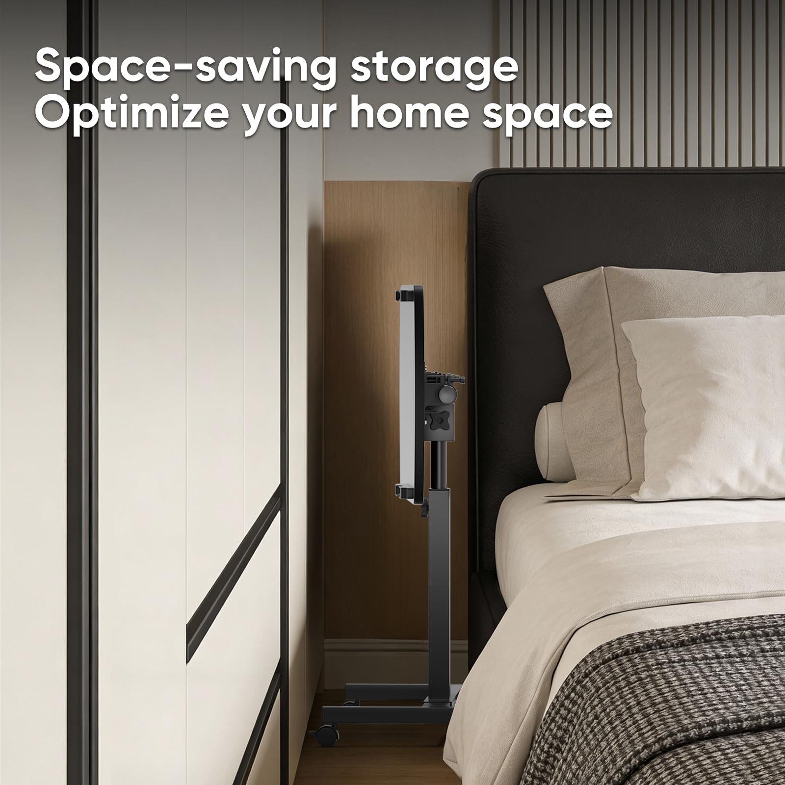 MoNiBloom Mobile Standing Desk Tilting Portable Height Adjustable Sit Stand Work Table Overbed Laptop Table Computer Cart with — view 5