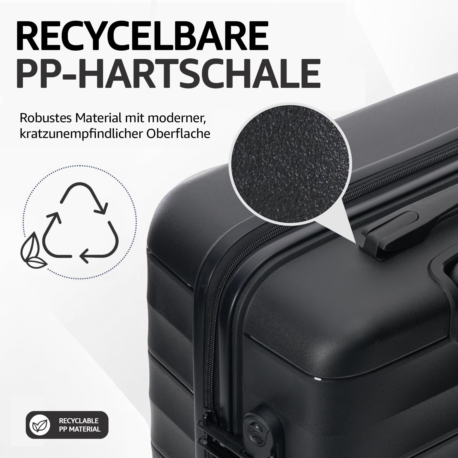 Mariner Leichter Handgepäck Koffer S 55 x 36 x 21 cm, Carbon Black | PP-Hartschale, hochwertig & robust, 360°-Doppelrollen, klare Innenaufteilung