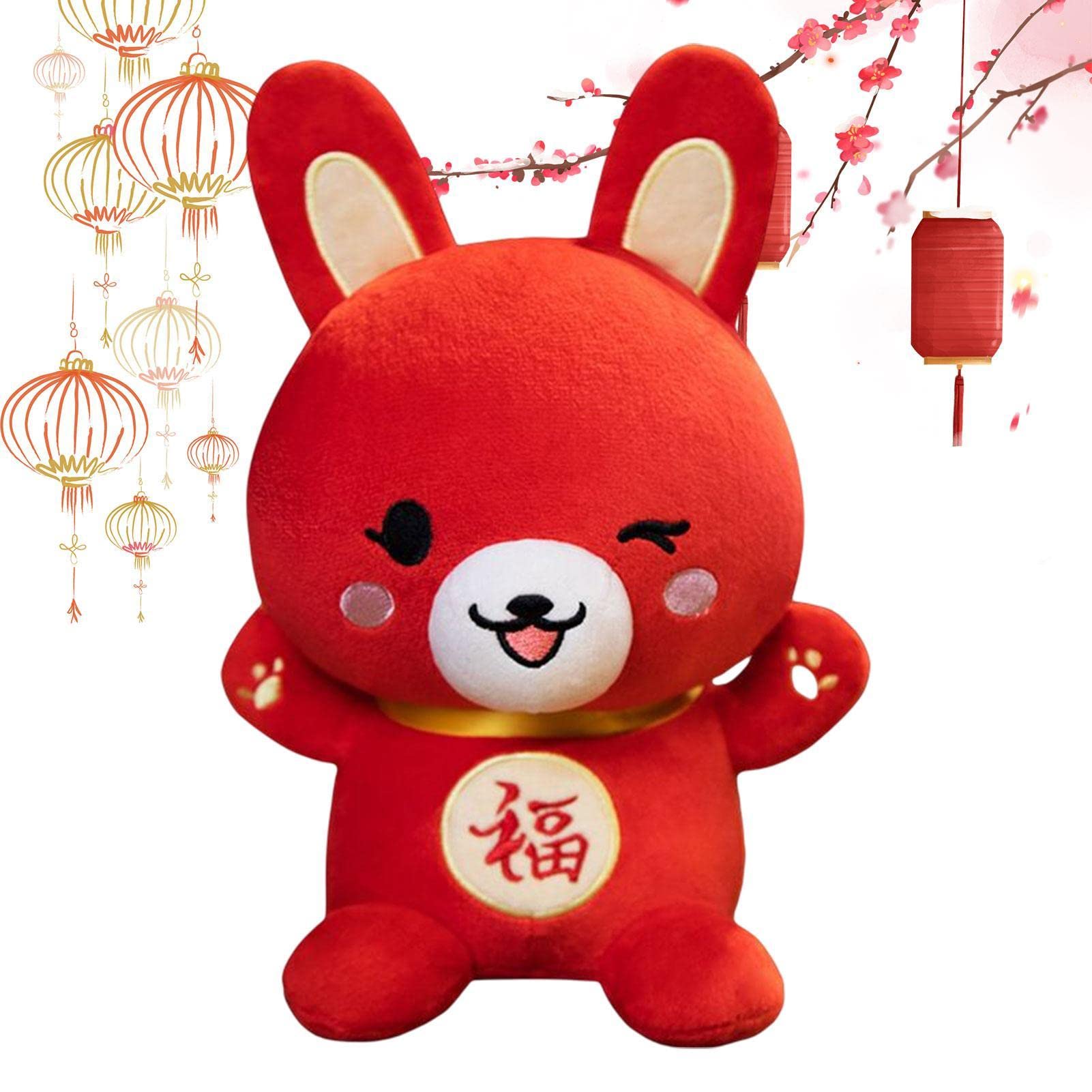 ウサギ耳のぬいぐるみ 赤*6 Amazon.co.jp: 中国の旧正月のウサギのぬいぐるみ - 福と中国風