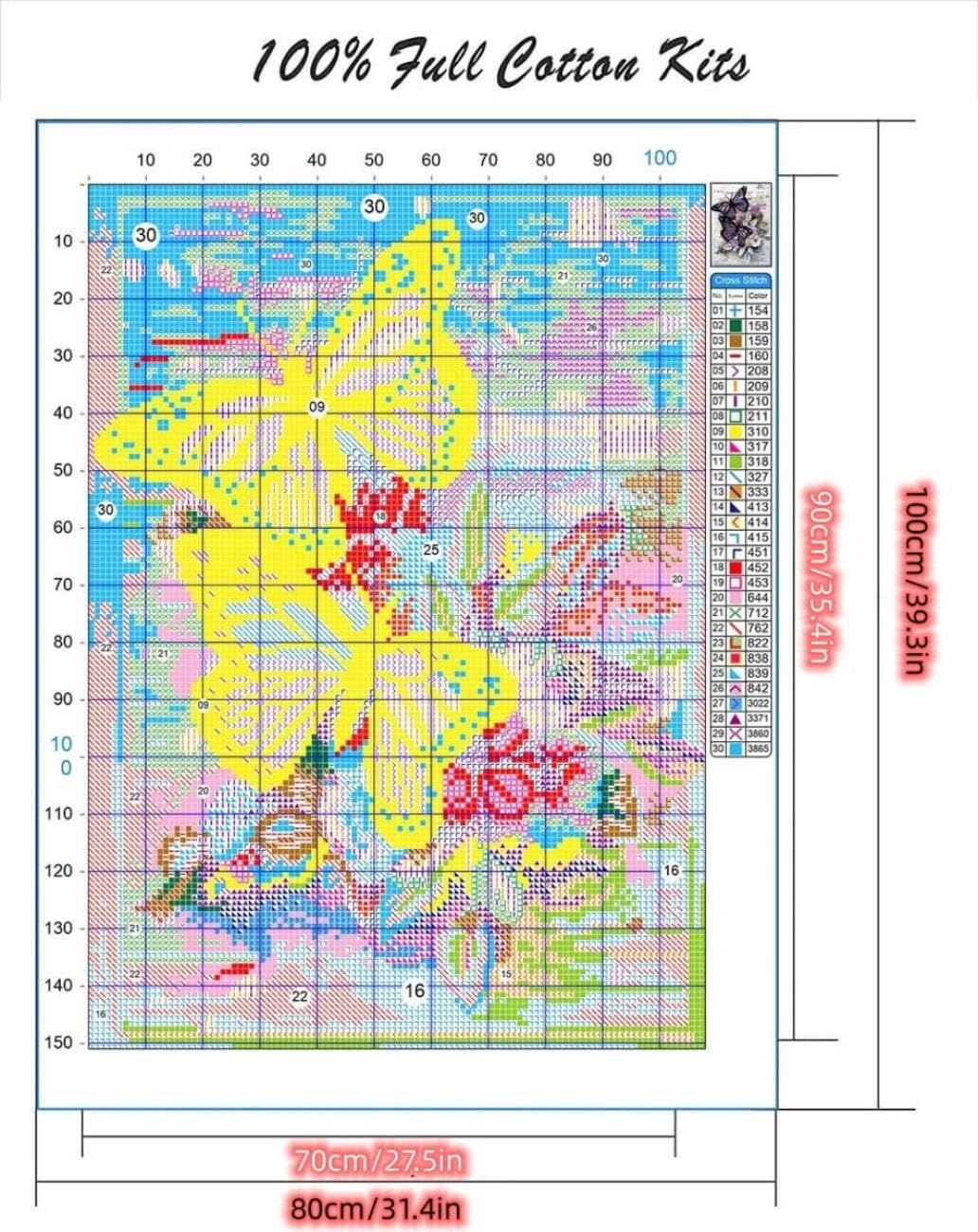 14CT Kit Punto De Cruz Preimpreso Árboles En Flor Y Paisaje De Lago Kits De Punto De Cruz Para Principiantes O Adultos,Diy Fácil Contado Costura Conjunto De Bordado Decoración Del Hogar 80x100cm