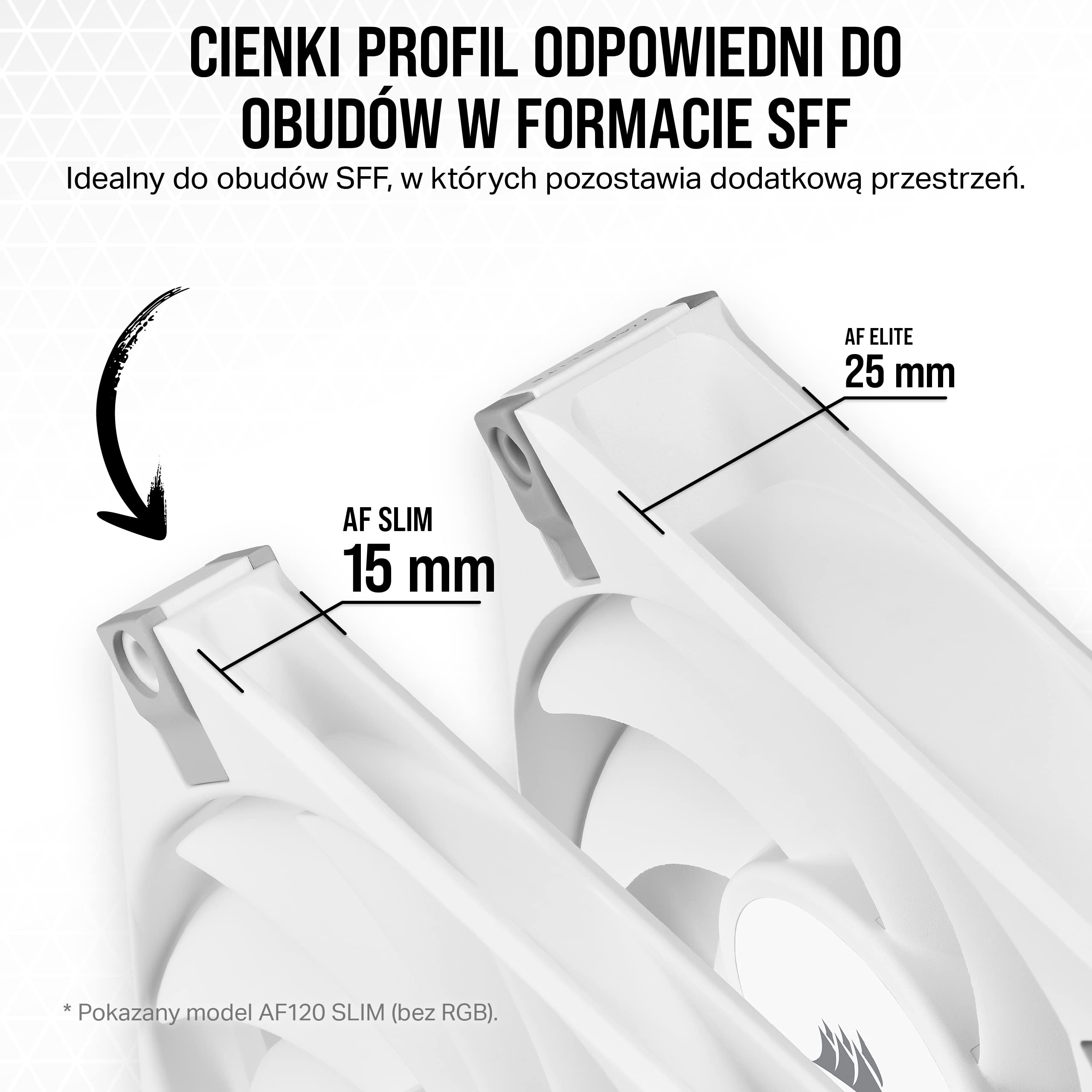 Corsair AF120 RGB SLIM, 120mm PWM Zestaw Wentylatora z Łożyskiem Dynamicznym - Cienki Profil dla Małych Obudów - Do 2000 RPM - 8 Adresowalnych Diod LED RGB - Dual Pack z Lighting Node CORE - Biały