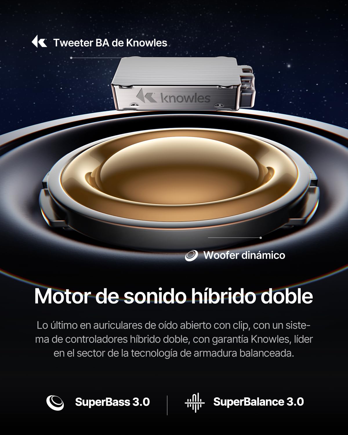 Baseus Inspire XC1 Auriculares Open-Ear, Sound by Bose | Comodidad en la Nube, Dolby Audio, Hi-Res, Unidad de Controlador híbrido de 2 vías, Knowles BA-Tweeter, IP66, 40 h