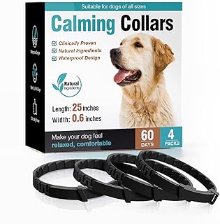 Calming Collar for Dogs 4 Packs Anxiety Relief Dog Pheromone Collar 60 Days Sustained Release Pheromone Separation Anxiety Stress 25 Inches Size Flexible Adjustable Fits All Small, Medium Large Dog