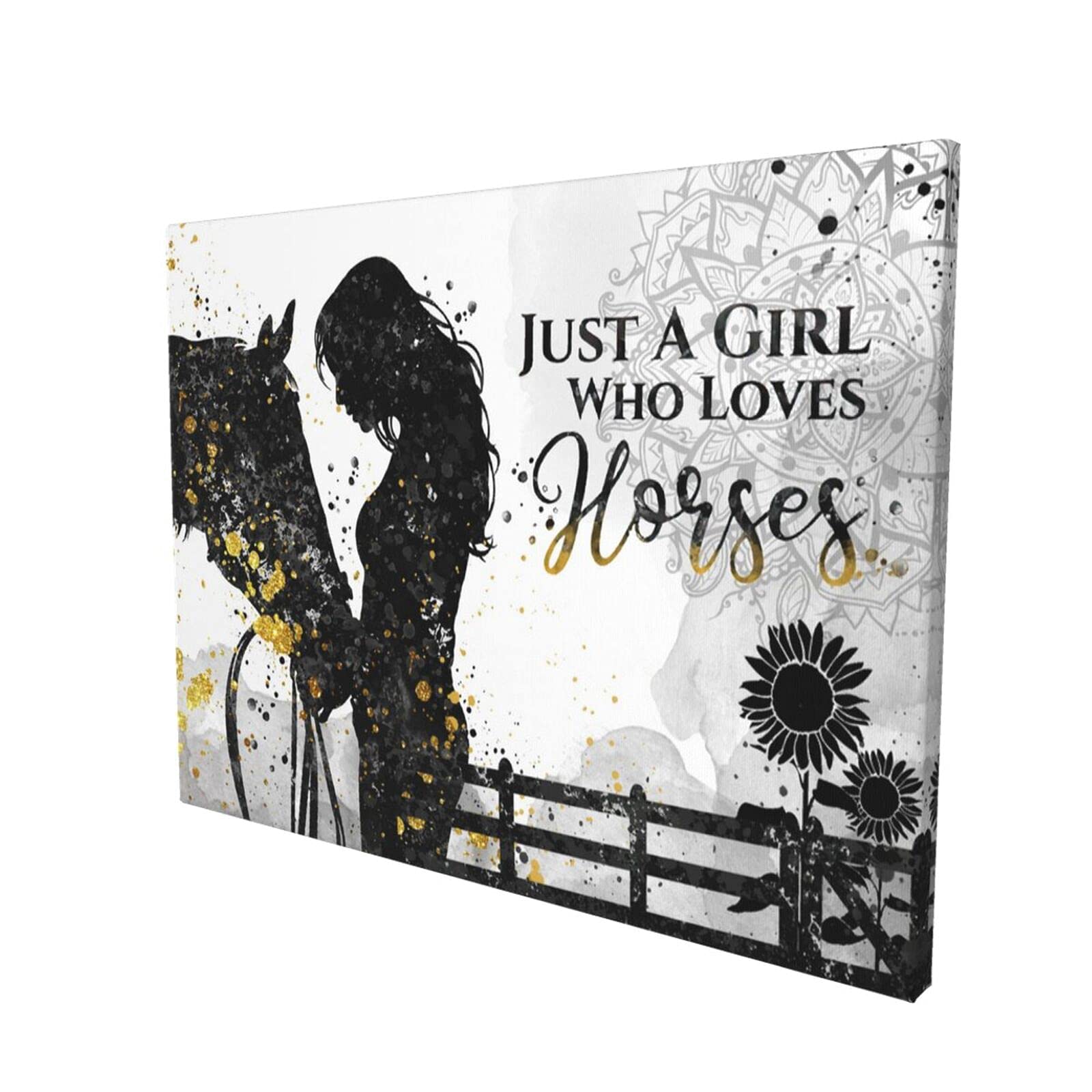 ayrohe Inspirational Wall Art Rustic Horse And Girl Art Prints For Living Room Country Style Wall Decor New Beginning Quotes Poster Wood Framed Painting Farmhouse Home Decor Picture12x16inch