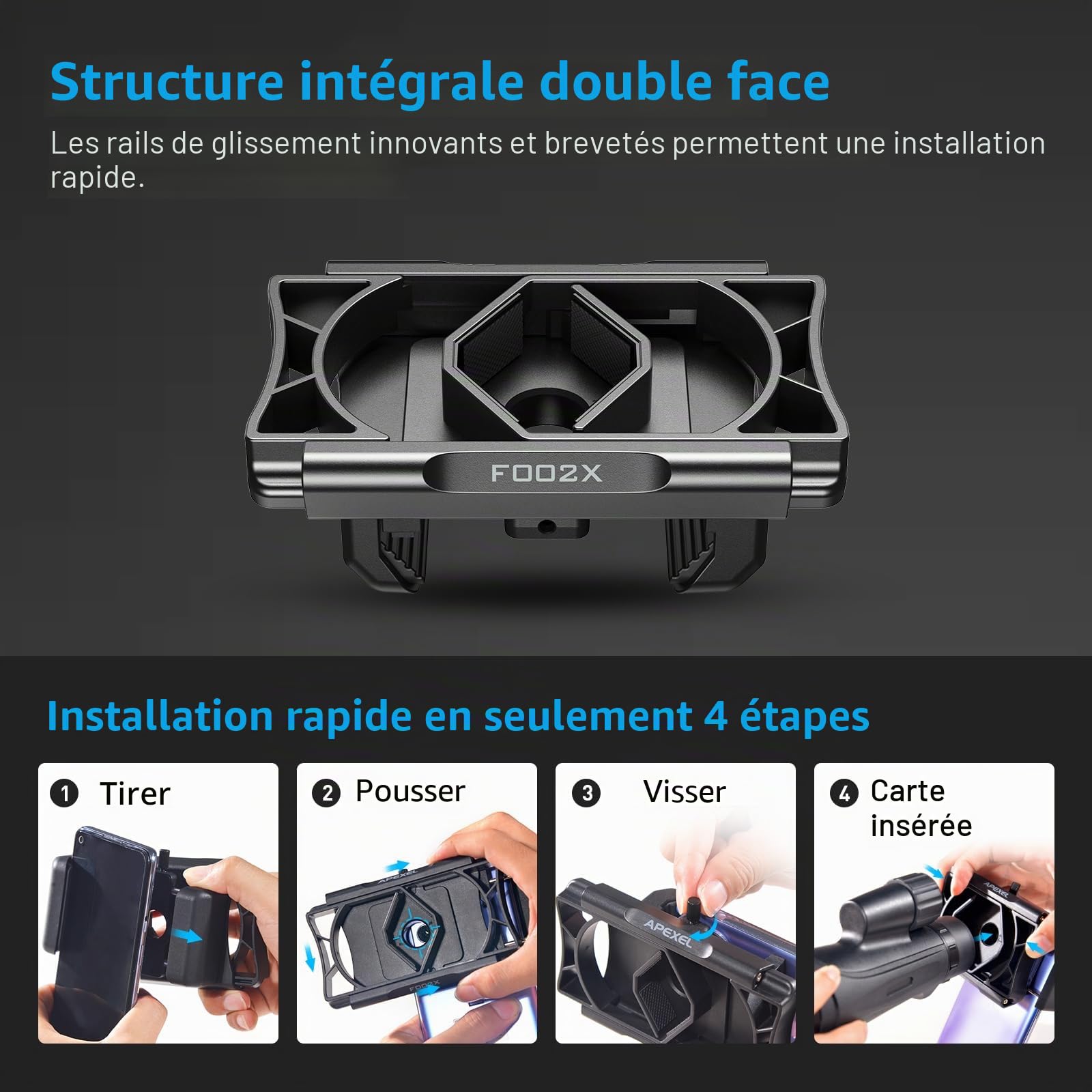 APEXEL Mise à Niveau Adaptateur de téléphone Portable avec déclencheur à Distance,Rotation à 360 °Compatible avec Jumelles monoculaires et microscopes,Adaptateur télescopique pour Smartphones