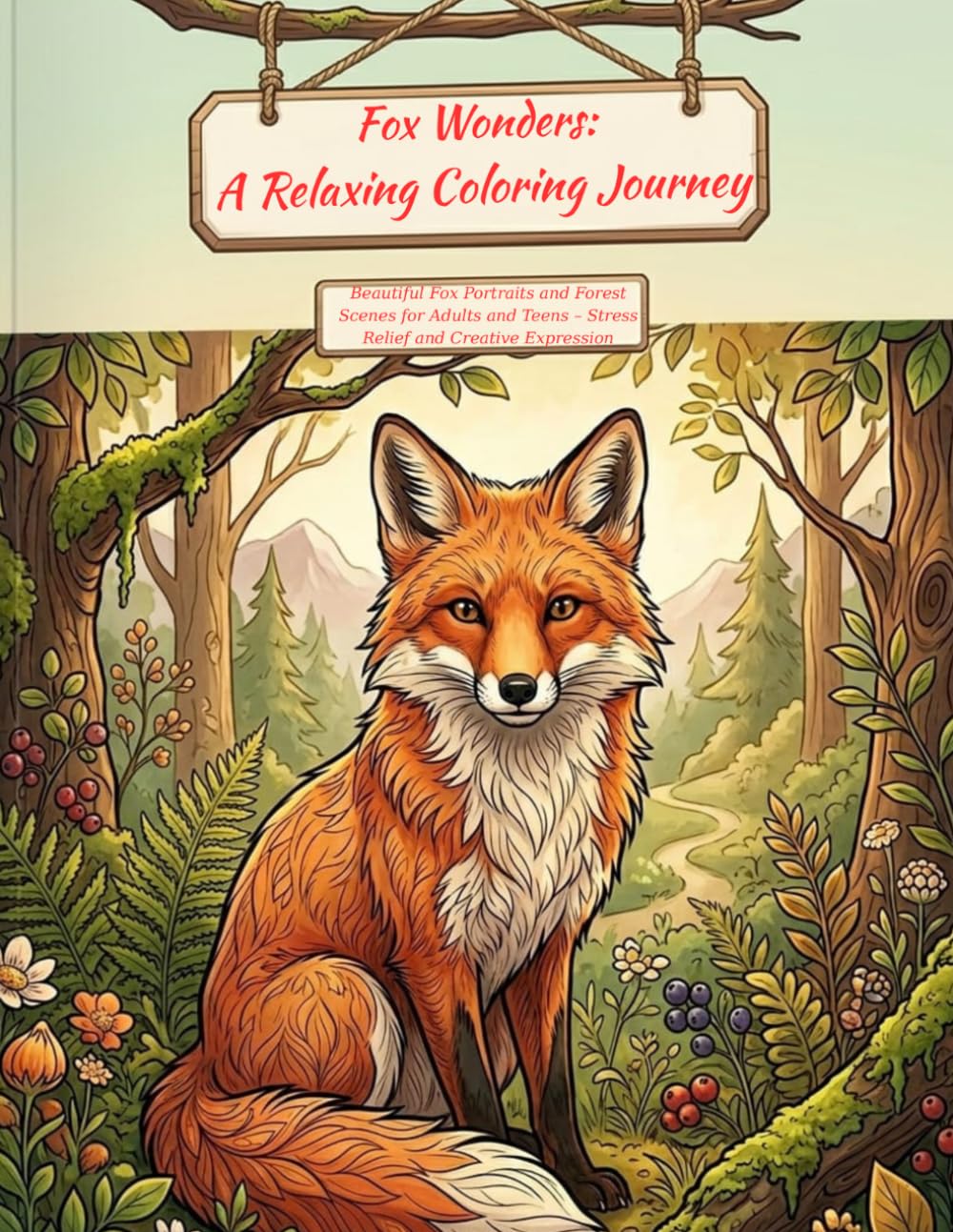 Fox Wonders: A Relaxing Coloring Journey: Beautiful Fox Portraits and Forest Scenes for Adults and Teens – Stress Relief and Creative Expression