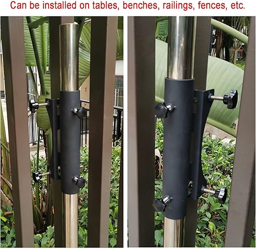 Miniatura 4 de Soporte resistente para sombrilla de patio, soporte de paraguas de banco, soporte de paraguas con clip fijo para cubierta, barandillas, playa,