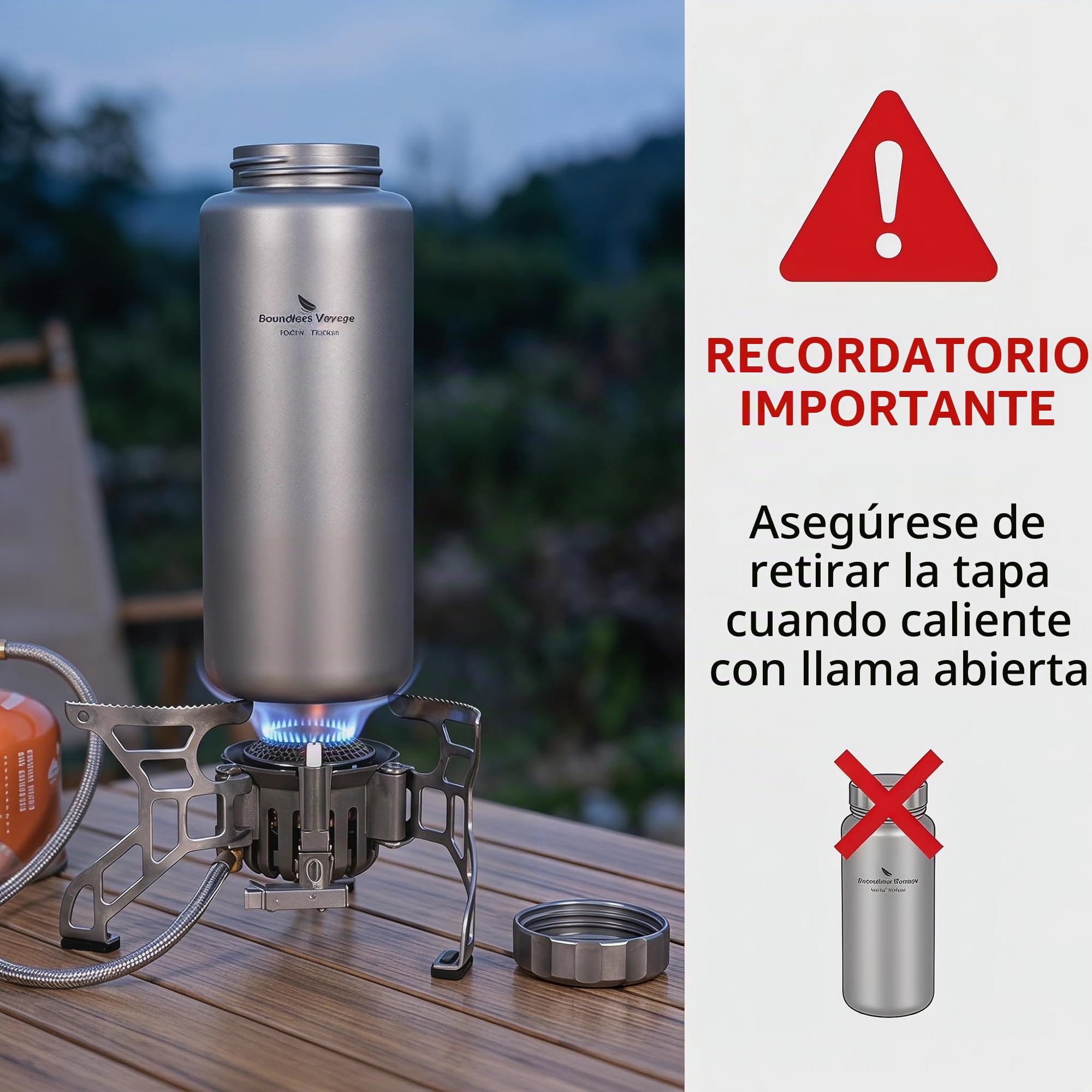 iBasingo 1050 ML Titanio Botella de agua al aire libre impermeable boca ancha deporte botella potable camping té café cafetera hervidor para senderismo escalada Ti1591I