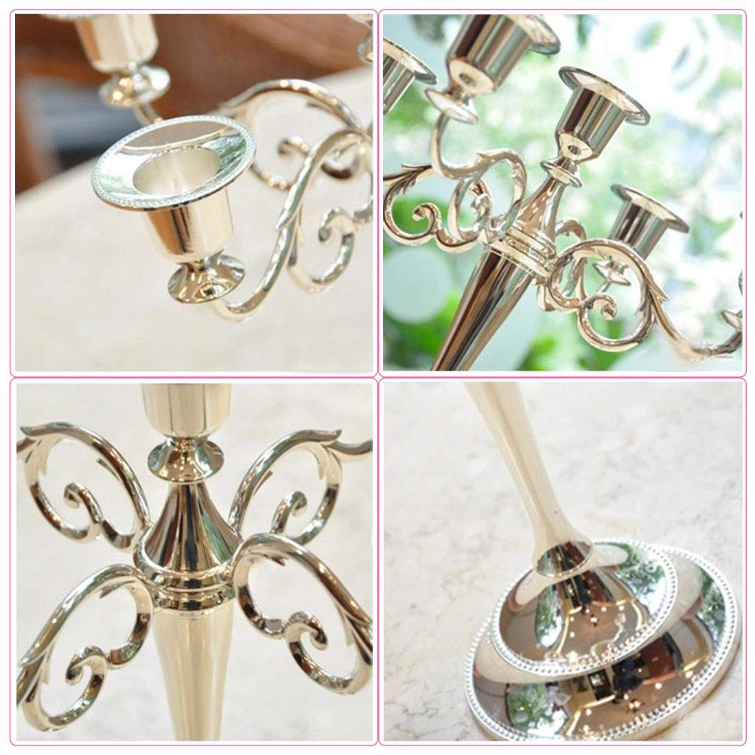 Chandelier Mariage 3 Branches Or – Candélabre Moderne Élégant Pour Table De Réception