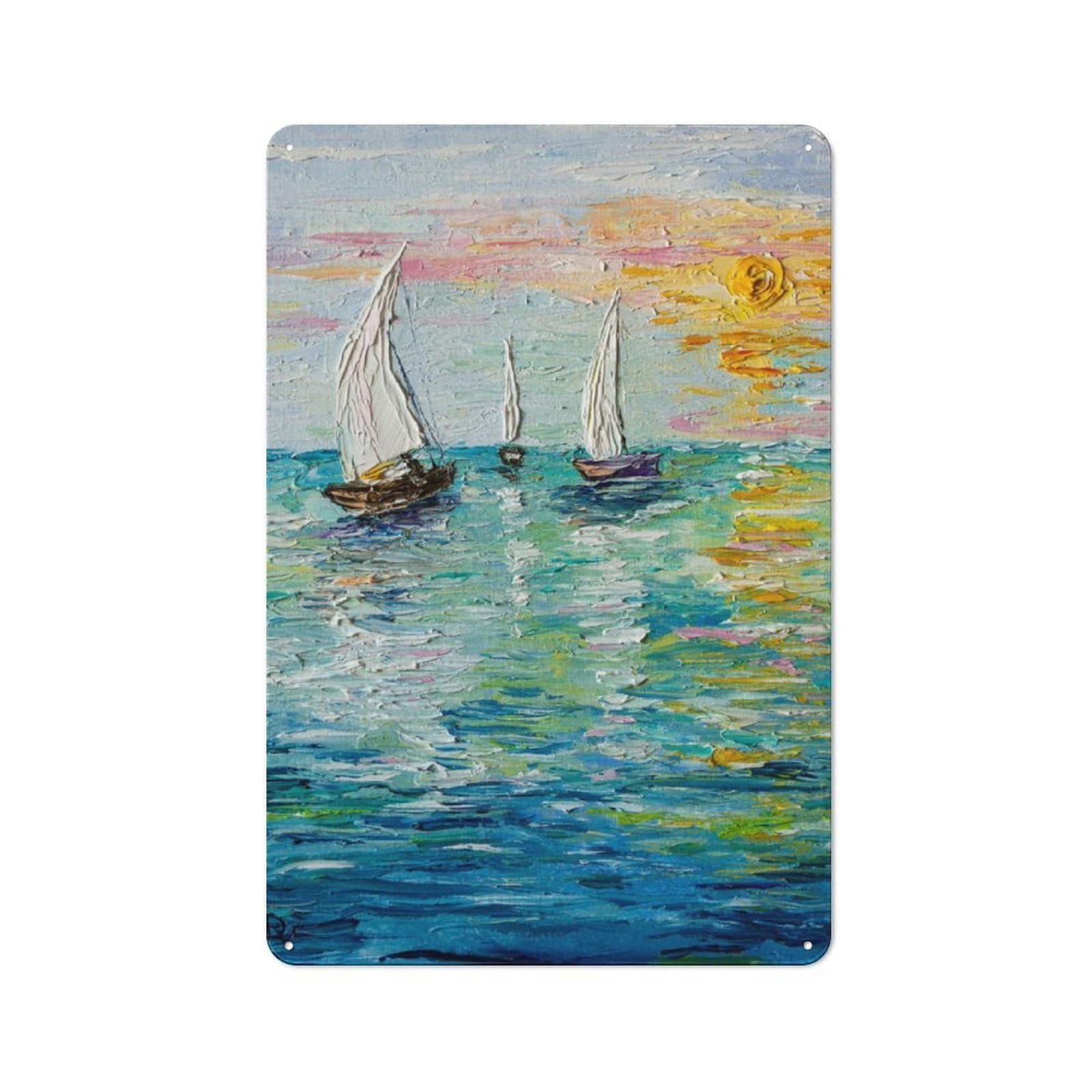 Junmoney Sailing Vintage Tin Sign 30X20cm For Dining Room Or Kitchen, Suited To Dining Room Decor Fans