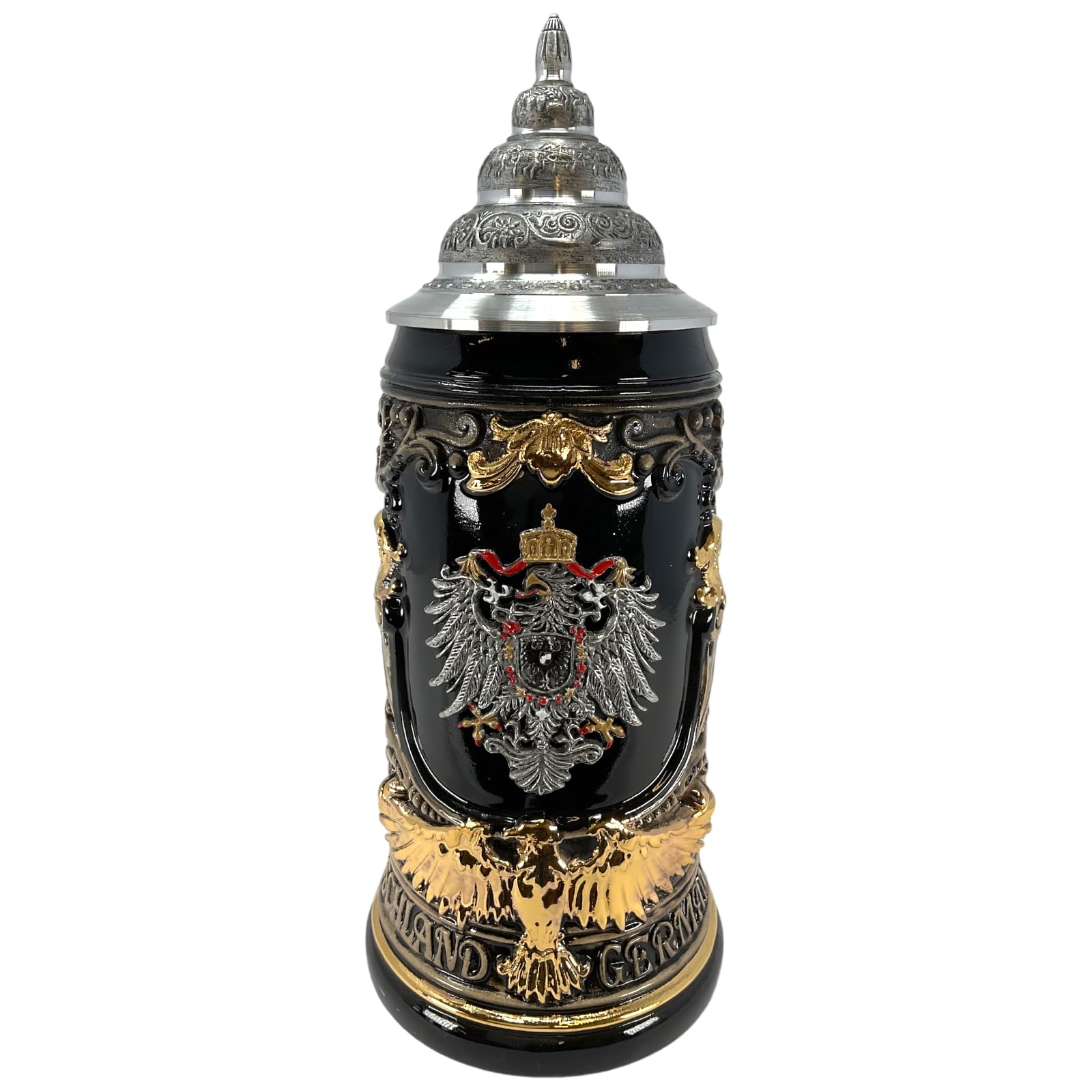 Pinnacle Peak Trading CompanyLE German State Crests with Pewter Eagle Decal and Golden Eagle Handle German Beer Stein .75 Liter