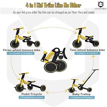 Amazon.co.jp: uonibaby 4イン1子供用三輪車 親プッシュハンドル