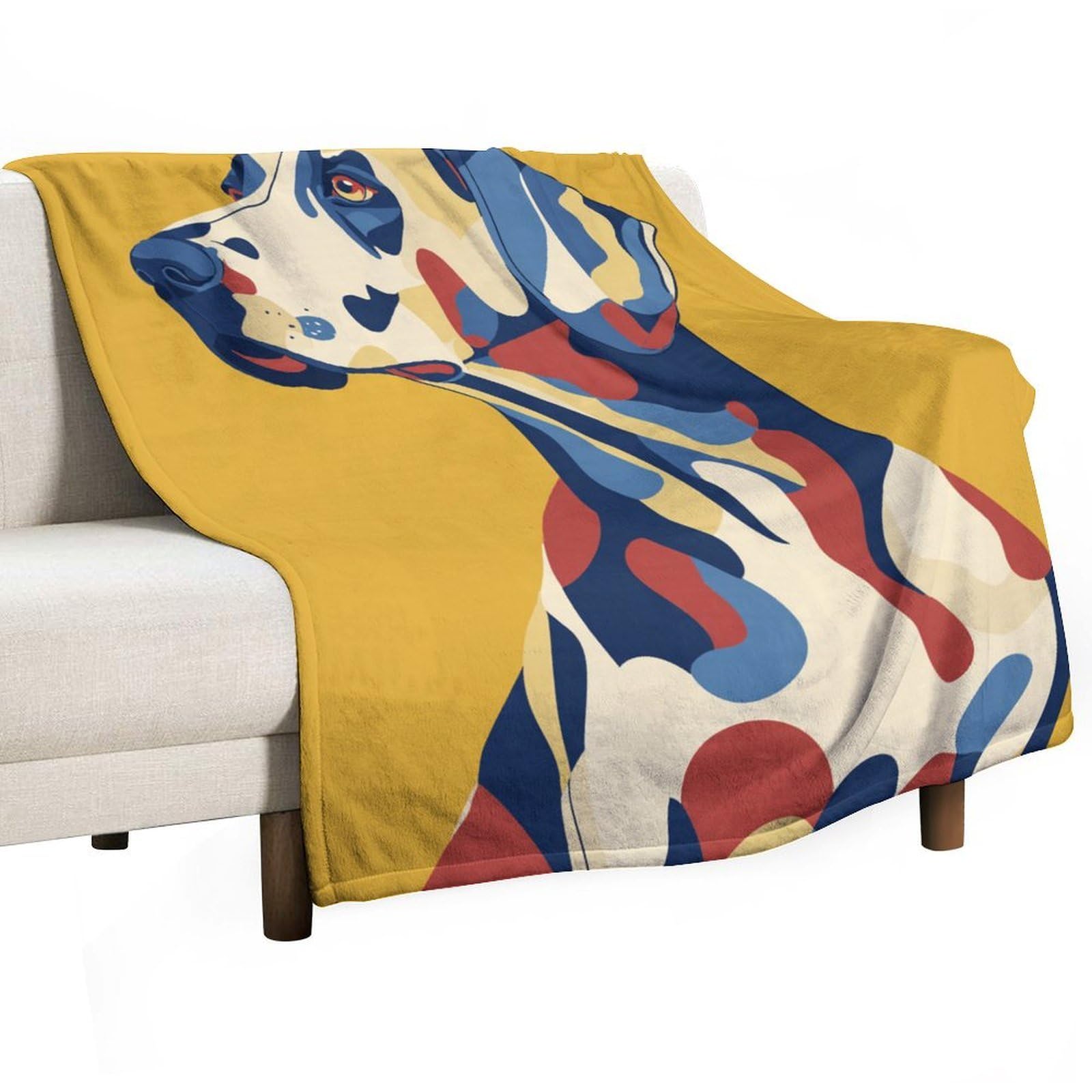 Jubonexis Stylized Dog with Long Ear Anti Pilling Throw Blankets Cozy Durable Blanket for Bedroom Living Rooms Couch Sofa Bed 130x150cm(50x60in)