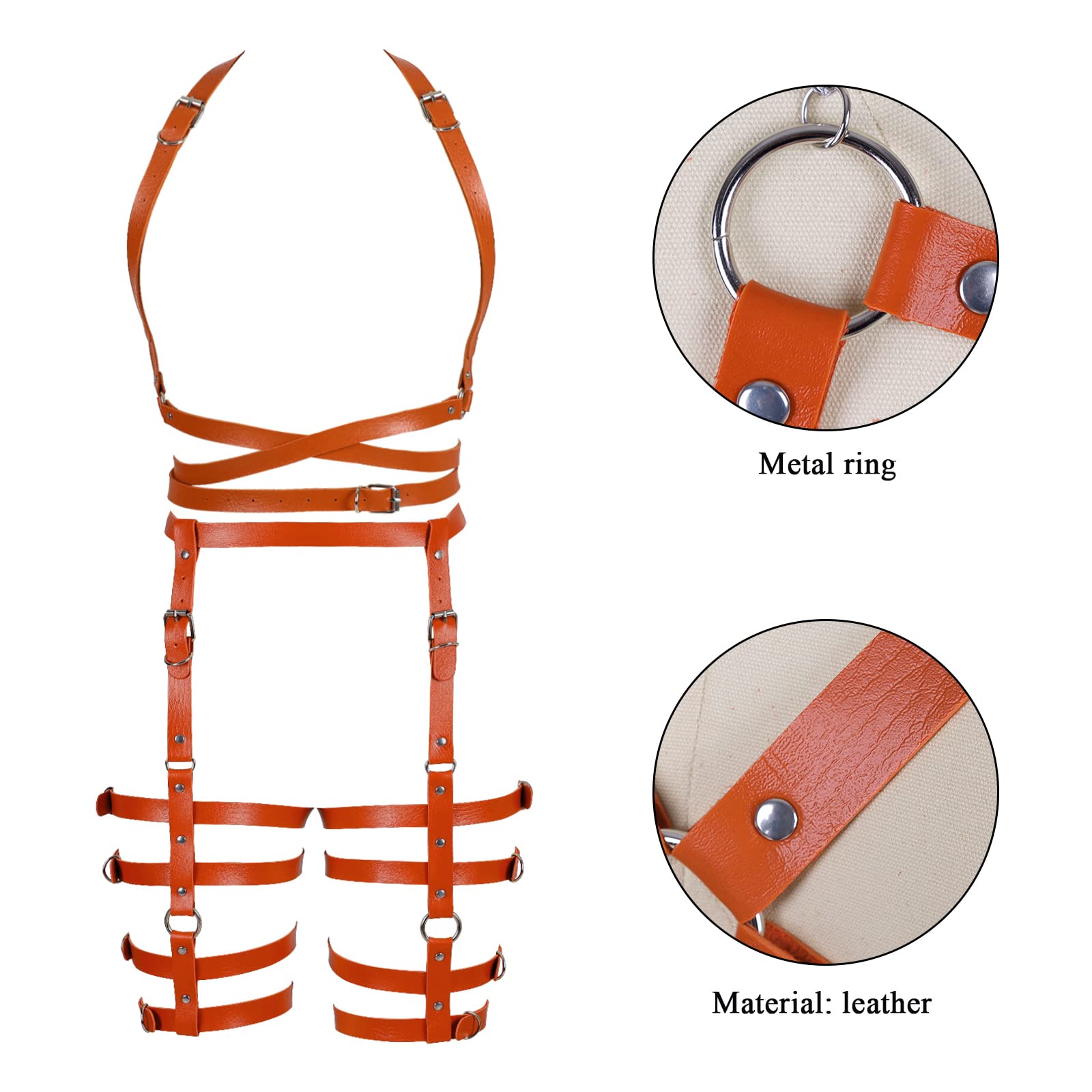 Leder Body Harness für Frauen Dessous Käfig Brust Strumpfband Set Punk Goth dehnbarer Stoff Halloween Rave