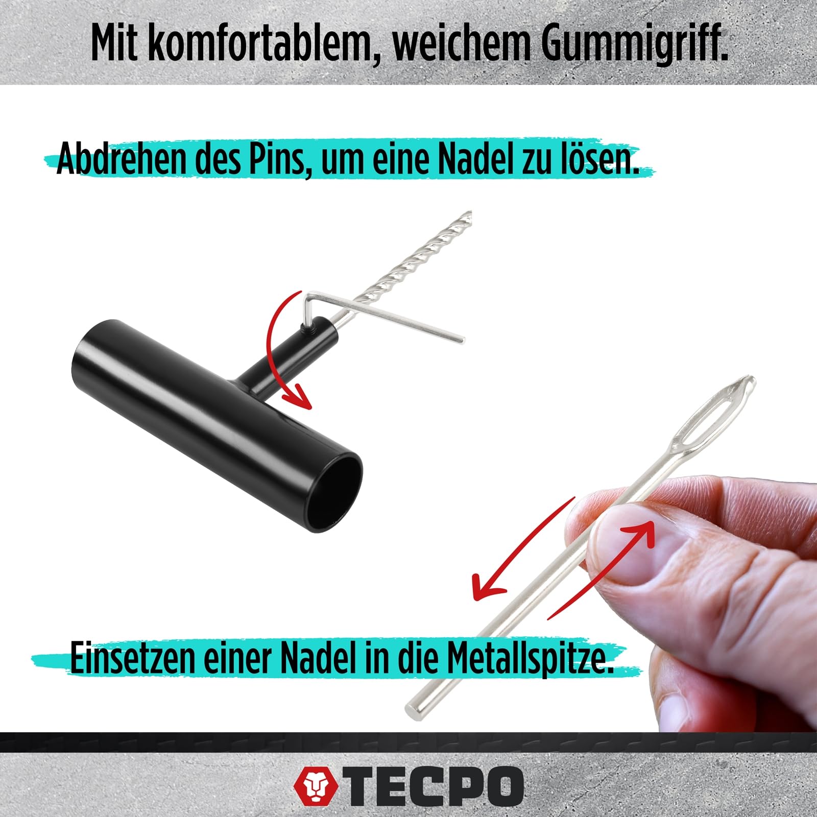 TECPO Reifenreparaturset Set 78-tlg. Auto Motorrad LKW PKW Vulkanisier Flickzeug Panne Notfall Reifendichtmittel mit T-Griff