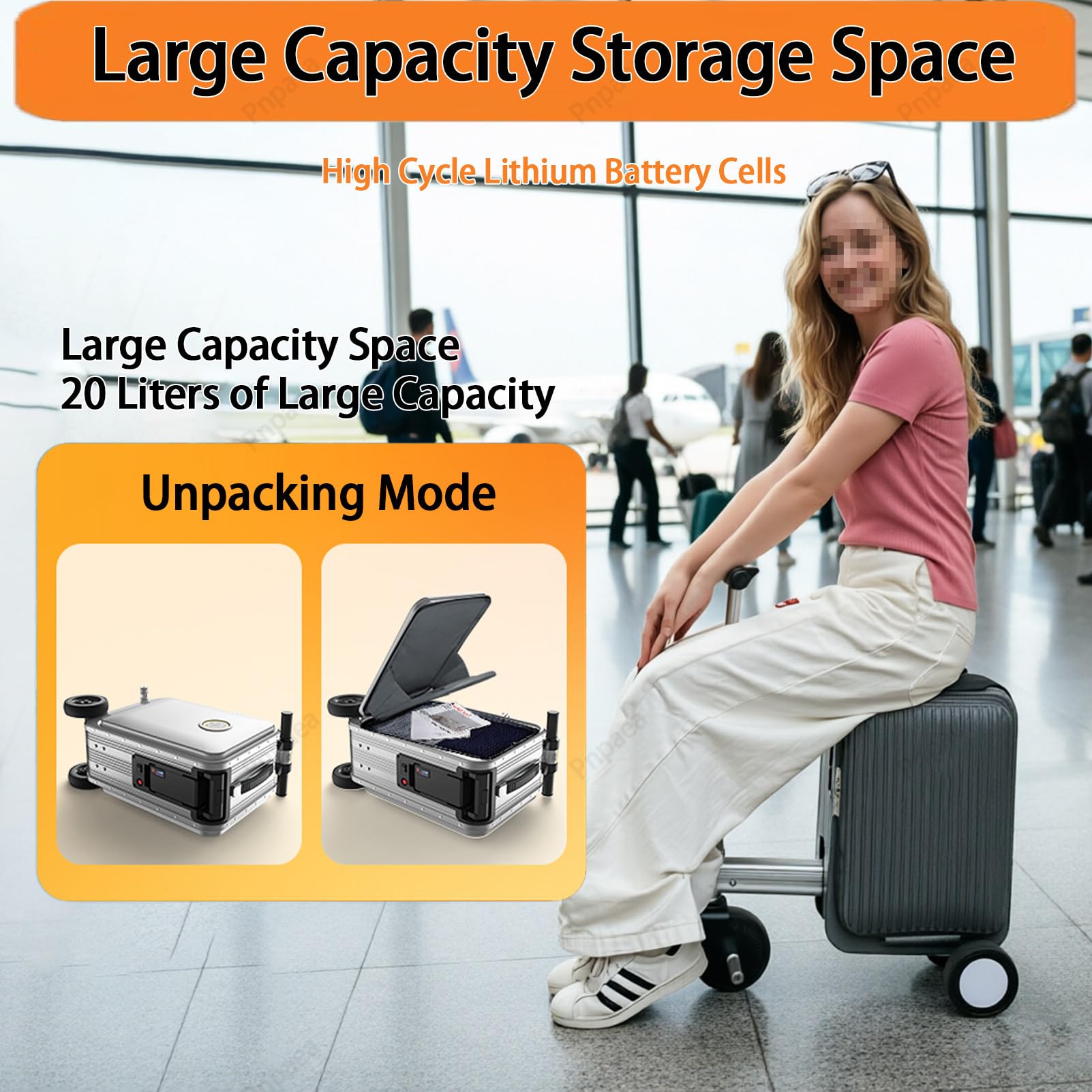 Valigia Portatile Smart Riding Travel Boarding Case Grande capacità Adatto per Viaggi d'Affari Black-Stripes