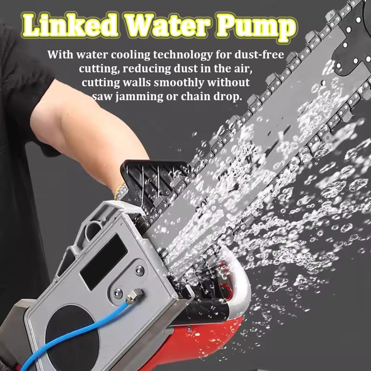 Motosierra eléctrica con bomba de agua y 2 cadenas/2 barras guía, cortadora de muros eléctrica para granito, hormigón y mármol, equipo industrial para cortar hormigón,35cm