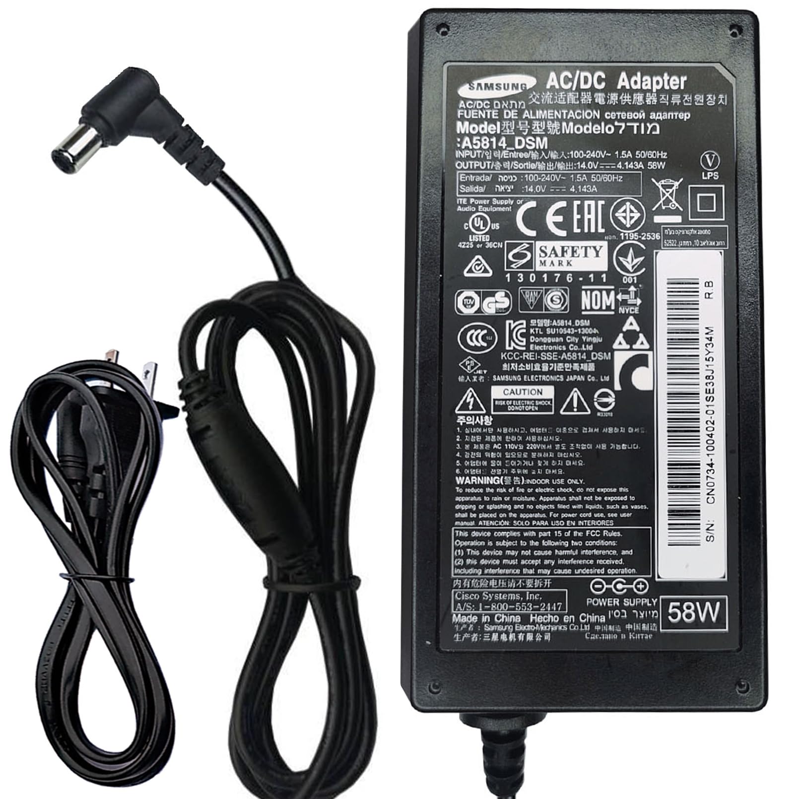 Amazon.com: OEM Genuine 14V 4.143A AC/DC Adapter for Samsung