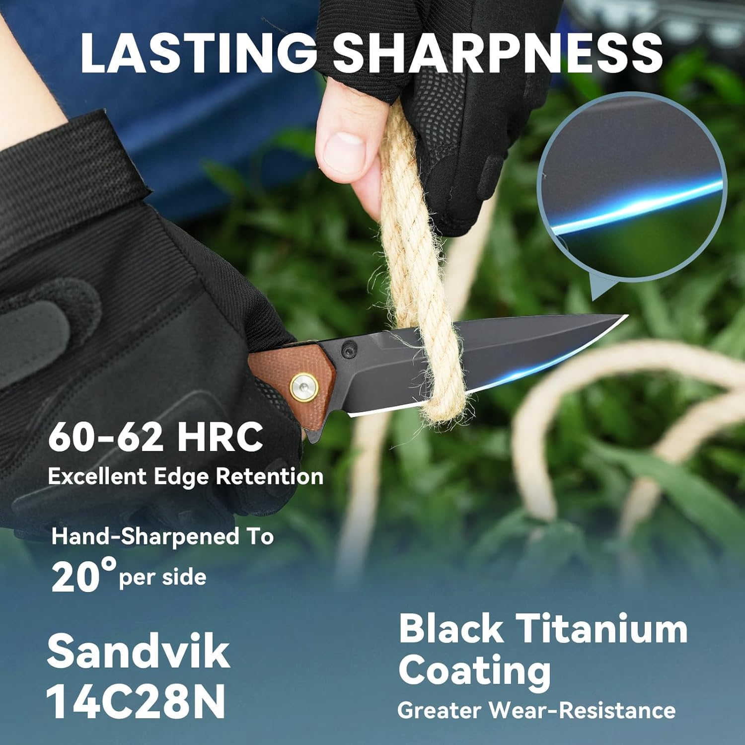 Pocket Knife For Men, Folding Pocket Knife With 3.77" Sandvik 14C28N Blade & Micarta Handle, Flipper Knife With 2-way Assisted Opening, EDC Knife With Deep Pocket Clip For Hunting, Camping