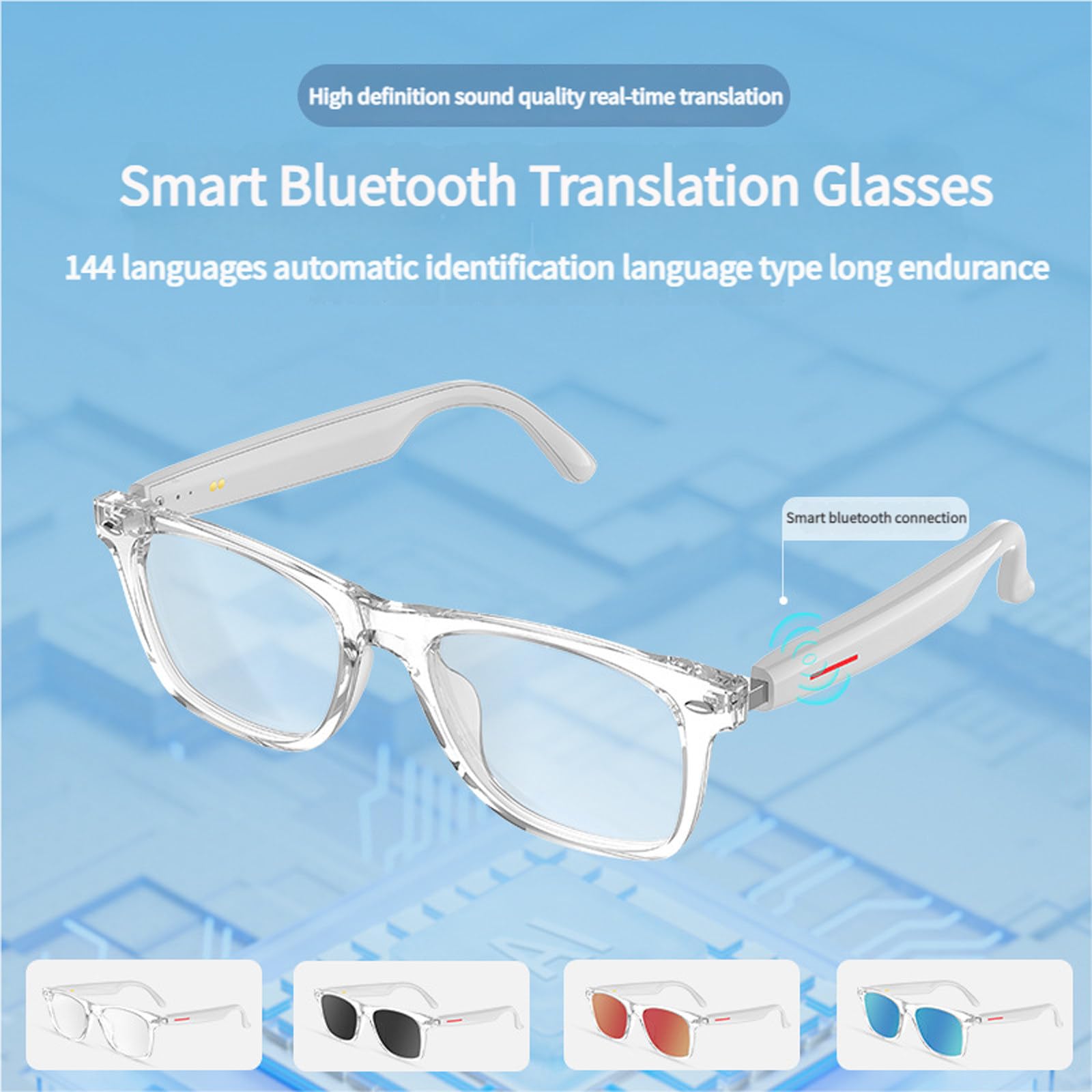 Occhiali da Sole Bluetooth Intelligenti con Display indossabile, Occhiali con traduzione AI, Luce polarizzata, Protezione dalla Luce Blu,G