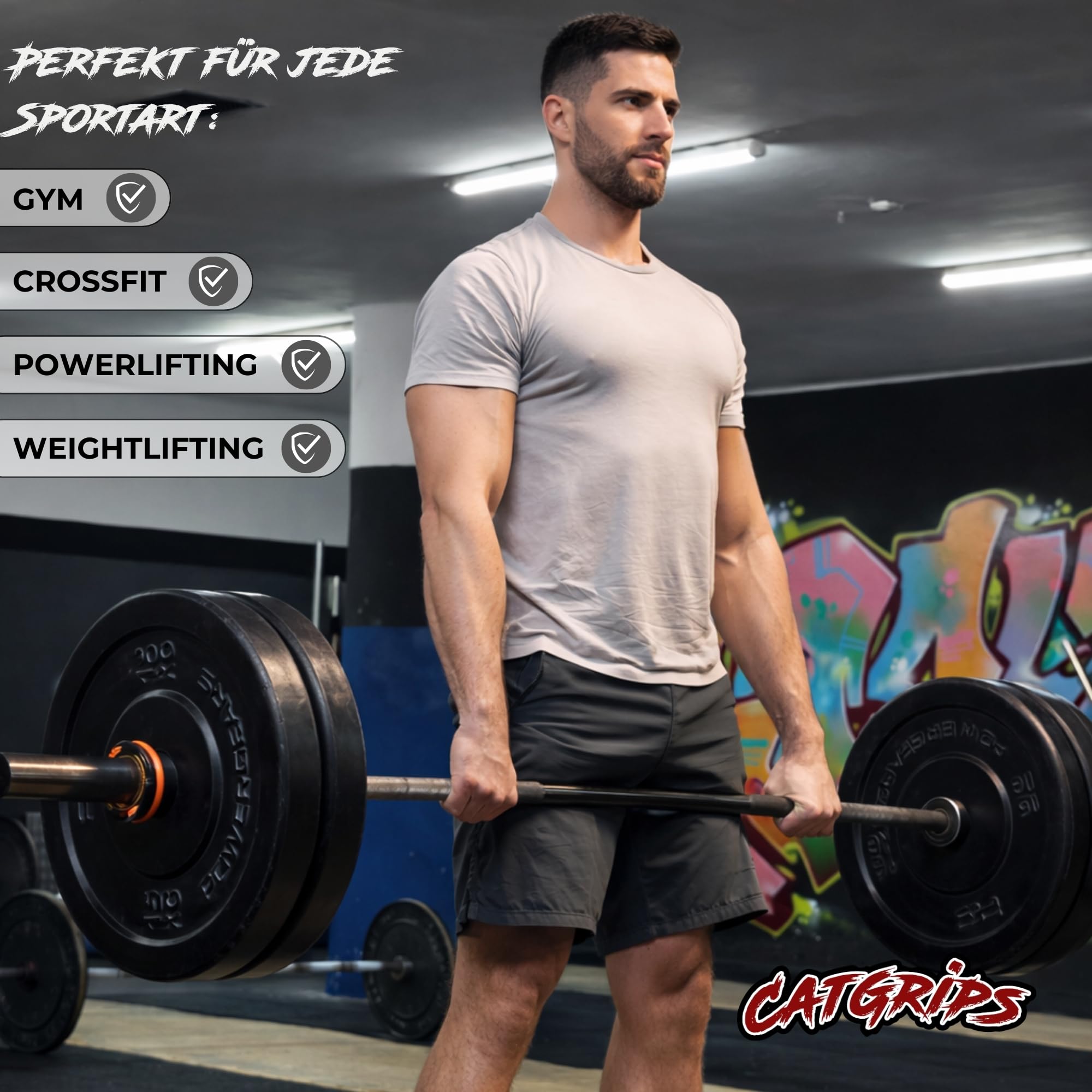 CatGrips Hantelscheiben Klemmen 50mm – Schnellverschluss Verschlüsse für Langhantel – Barbell Collars rutschfest – Gewichtsklammern für Crossfit Krafttraining Gewichtheben Fitness