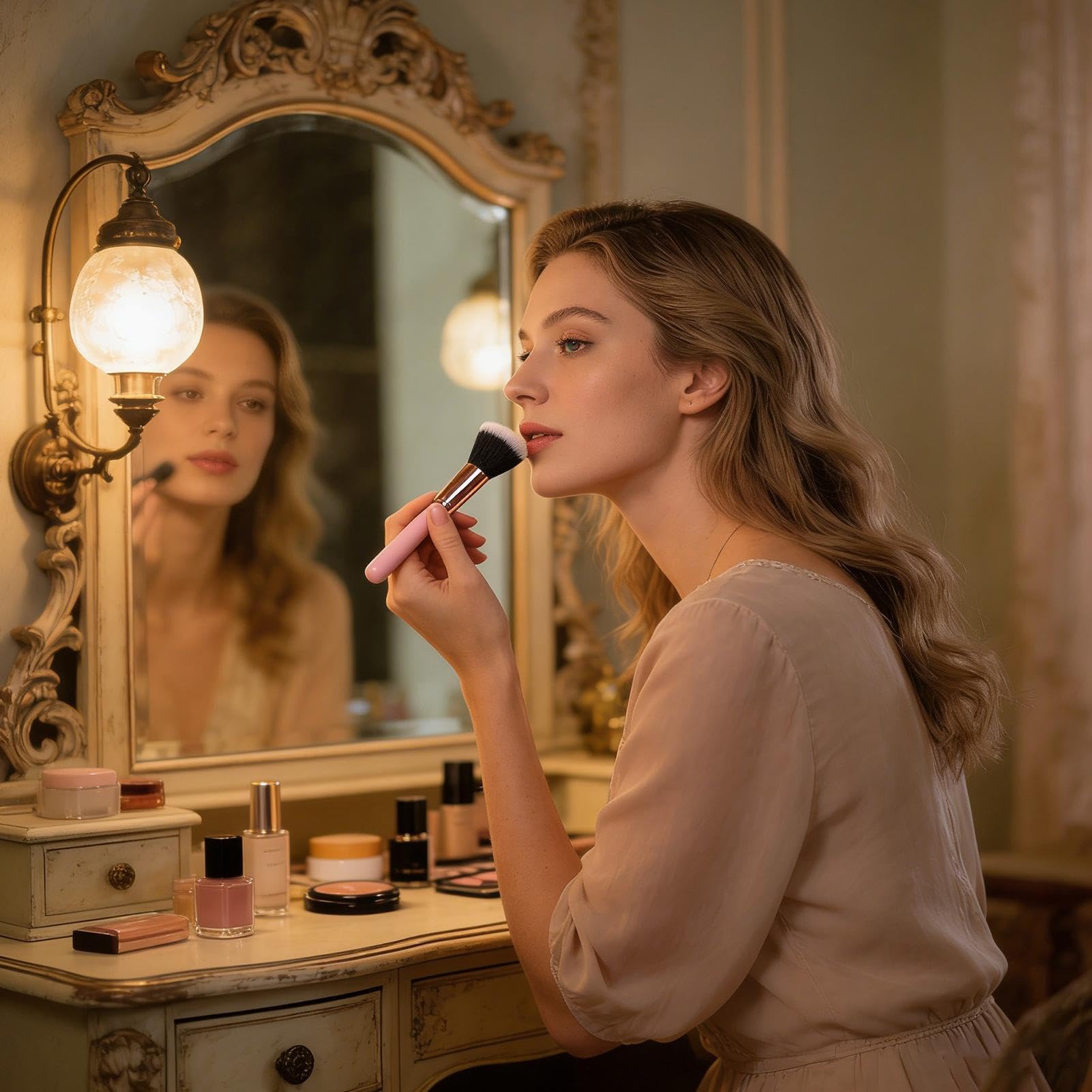 Pennelli per il Trucco del Viso versatili Tre Pezzi con Setole Morbide | Pennelli Soffici Cosmetici per Fondotinta Per Donne Ragazze Principianti Quotidiano E Viaggio Blush Ombretto Contour