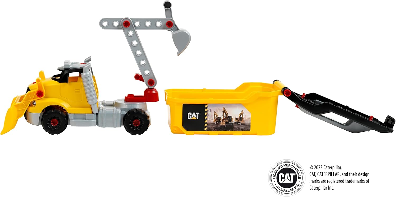 CAT®: Screw Truck 4-in-1 Set - Theo Klein 23 Piece Assembly Construction Toy with Toolbox, Including Digger & Dumper, Kids Pretend Play, Ages 3+