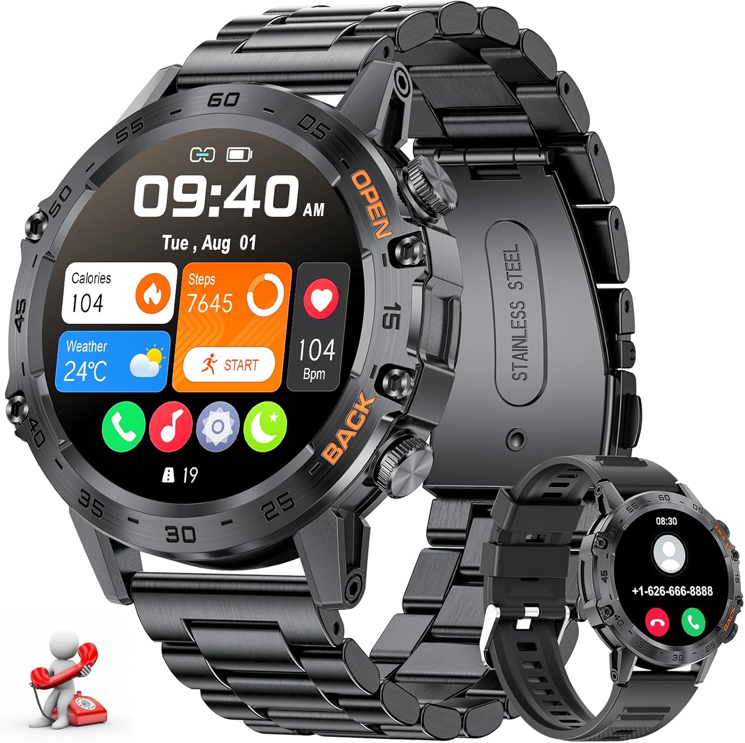 LIGE Smartwatch Hombre, Monitor de Salud y Deportes IP67 1 LIGE Reloj Inteligente Hombre, 1.39