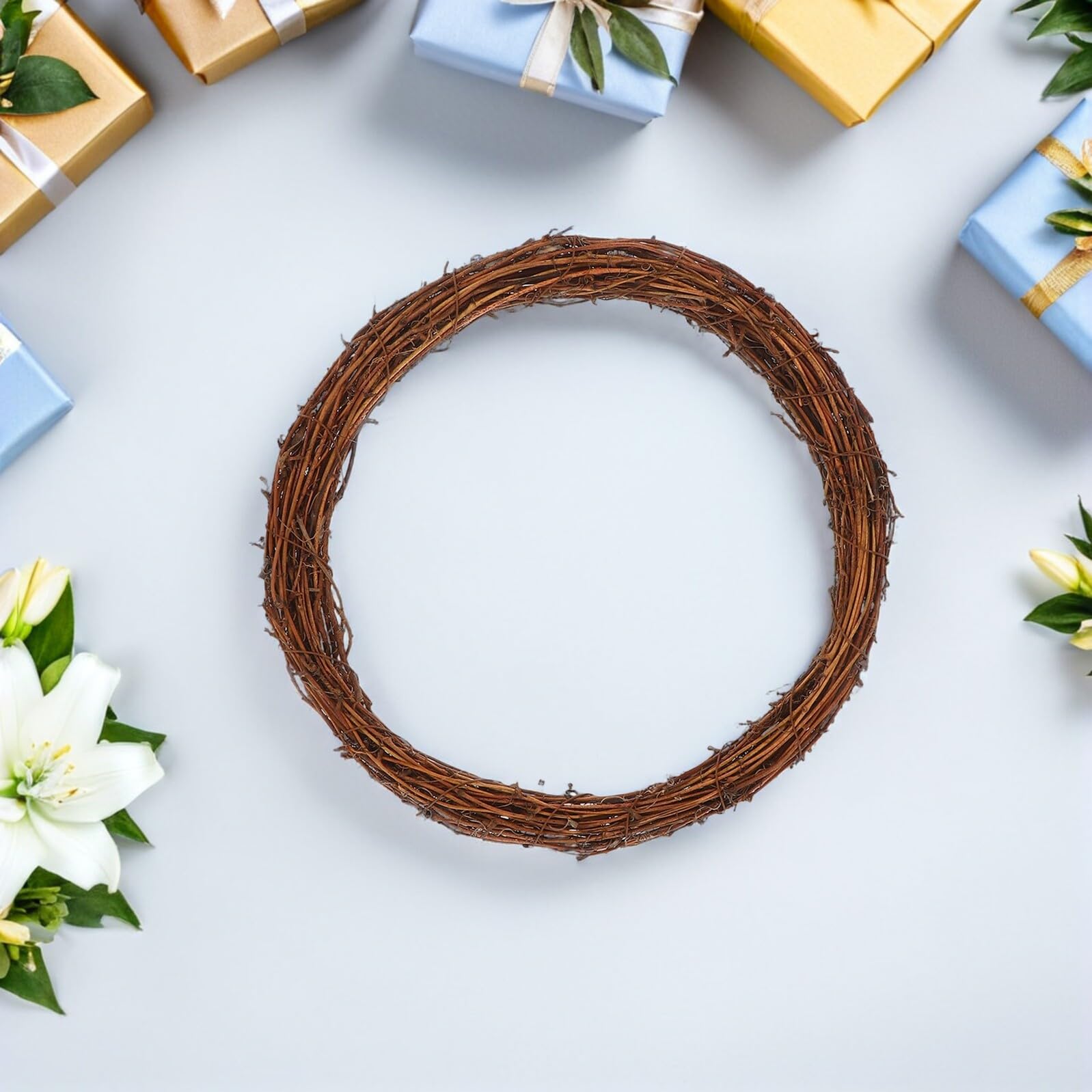 8 Sztuk Częściowy Naturalnych Wianuszków z Winorośli i Rattanu Elastyczne Rustykalne Obręcze Do DIY Świąteczne Dekoracje Boho Girlandy i Wiejskie Ozdoby Weselne