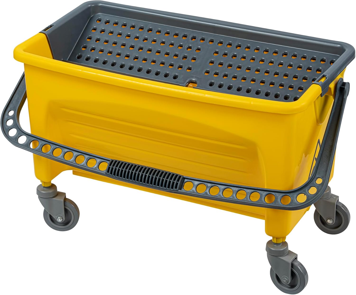 Restaurantware-Clean Tek Professional 44 Quart Cleaning Bucket, 1 Bucket With Comfortable Handle - Drain Valve, Heavy-Duty, Yellow On Wheels, Portable, For Restaurant, Home, School, Or Office