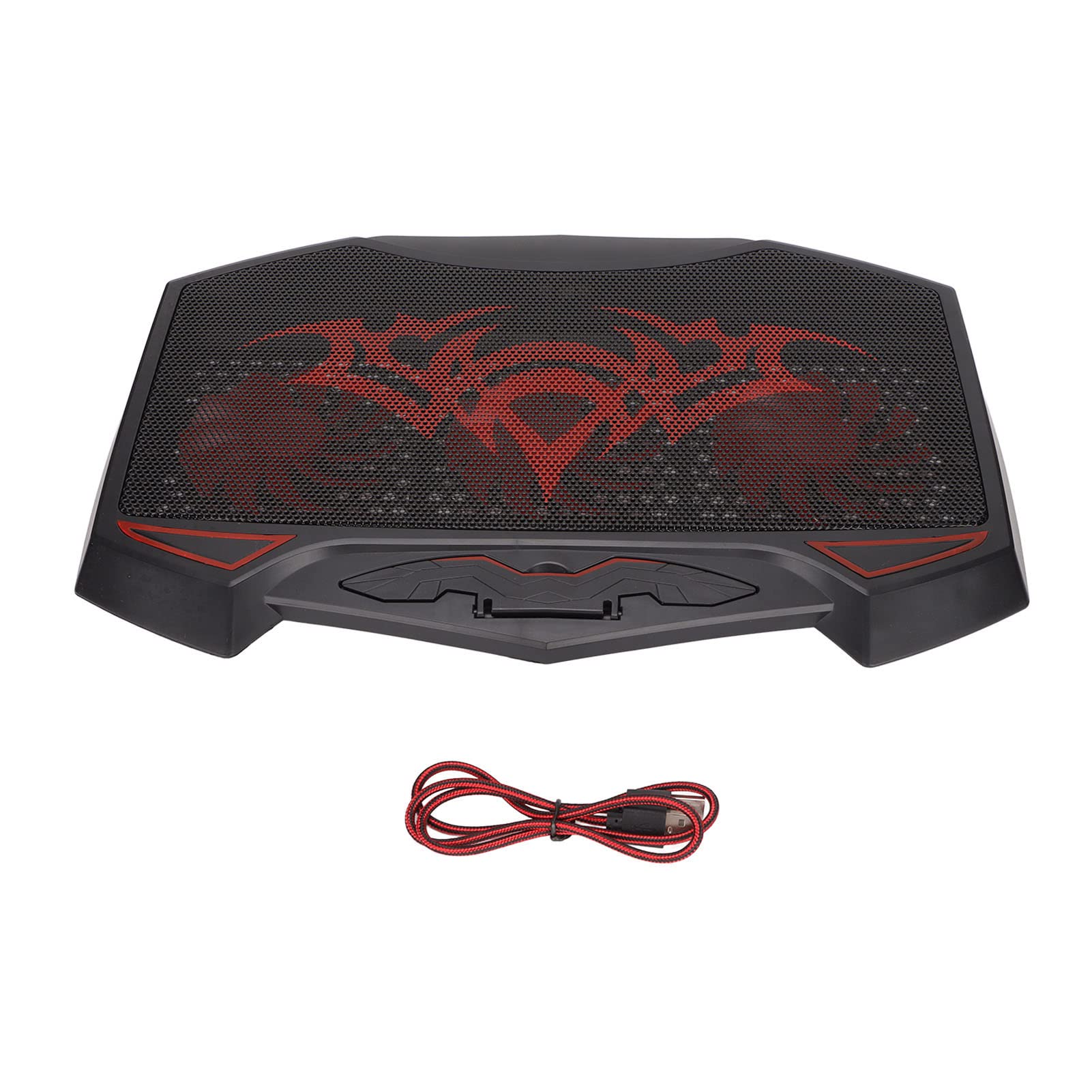 Almohadilla de enfriamiento para computadora portátil para juegos con 3 ventiladores de enfriamiento silenciosos LED rojos 5 ángulos ajustables Puertos USB duales Diseño