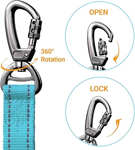 Miniatura 3 de Correa elástica táctica sin tirones para perros medianos y grandes con doble asa (4-6 pies), absorbe golpes, mango de tráfico y entrenamiento,