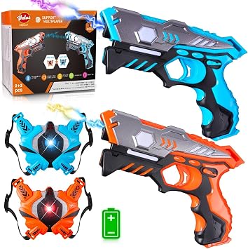 VATOS Set de 2 Pistolets Laser Tag Infrarouge avec Gilets