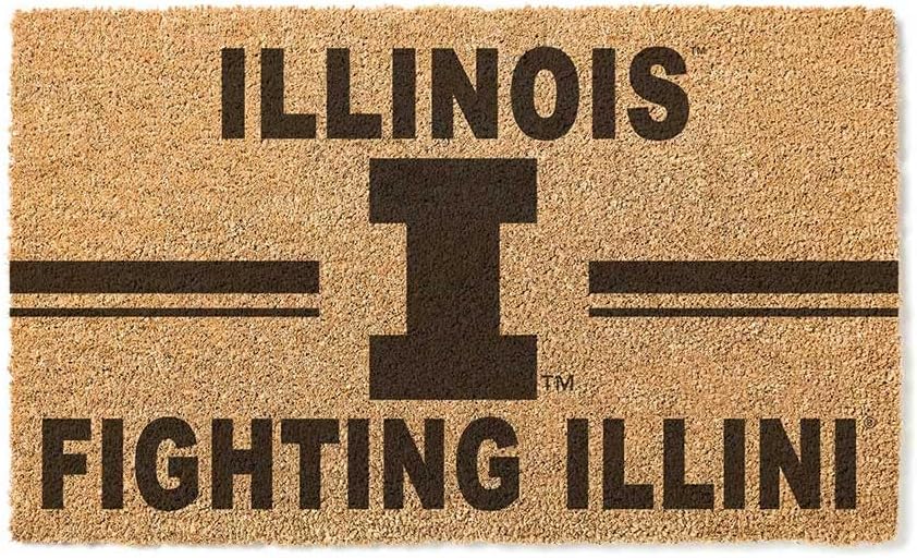 KH Sports Fan Illinois Fighting Illini Team Logo Coir Doormat, 18x30 Inches, Fighting Illini Outdoor Rug; Display Your Team Spirit with This Unique Illinois Fighting Illini Doormat