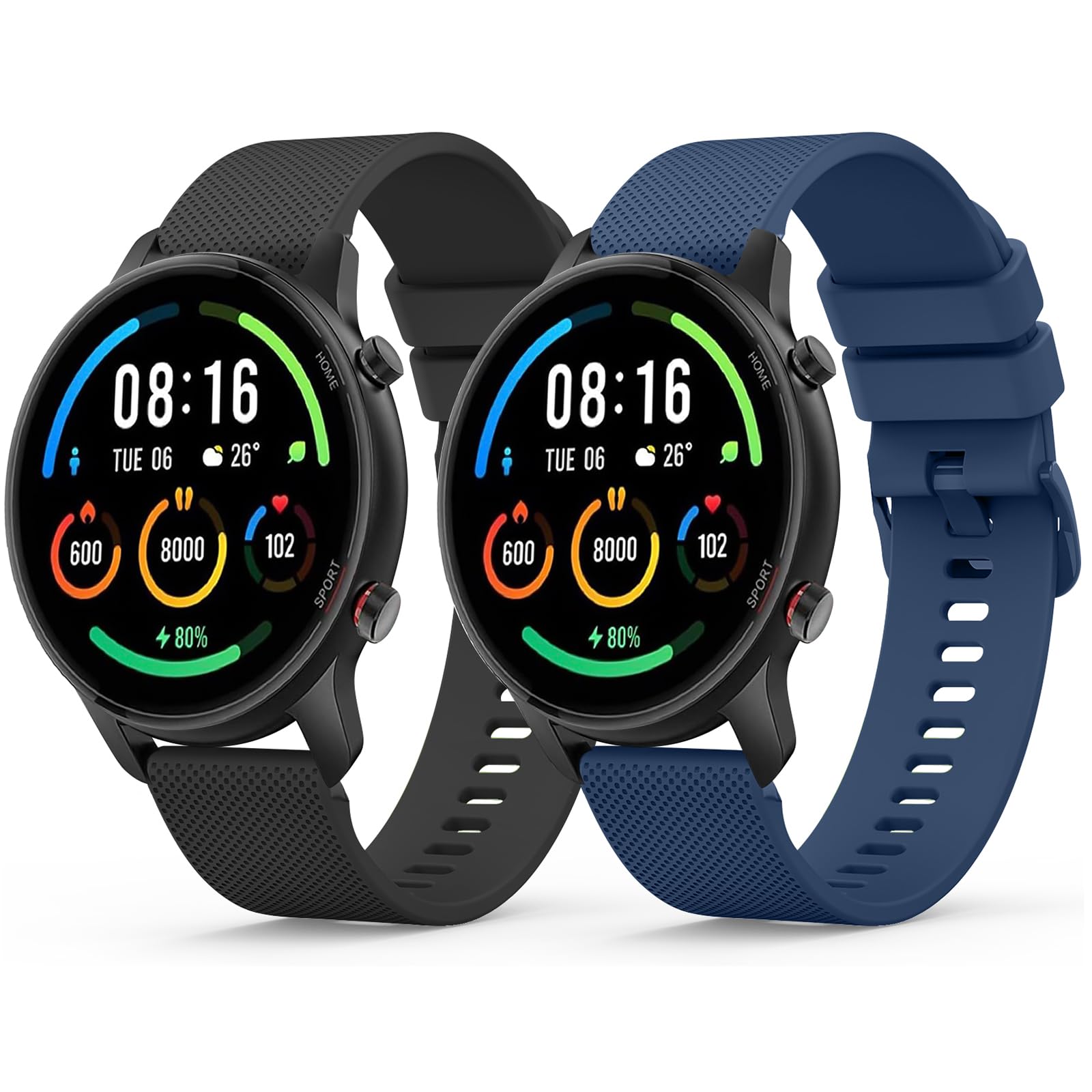 Vancle 22mm Cinturino Orologio per Xiaomi Mi Watch,Silicone Morbido Cinturini per Xiaomi Watch S1 /S1 Active/Xiaomi Mi Watch Color Sport