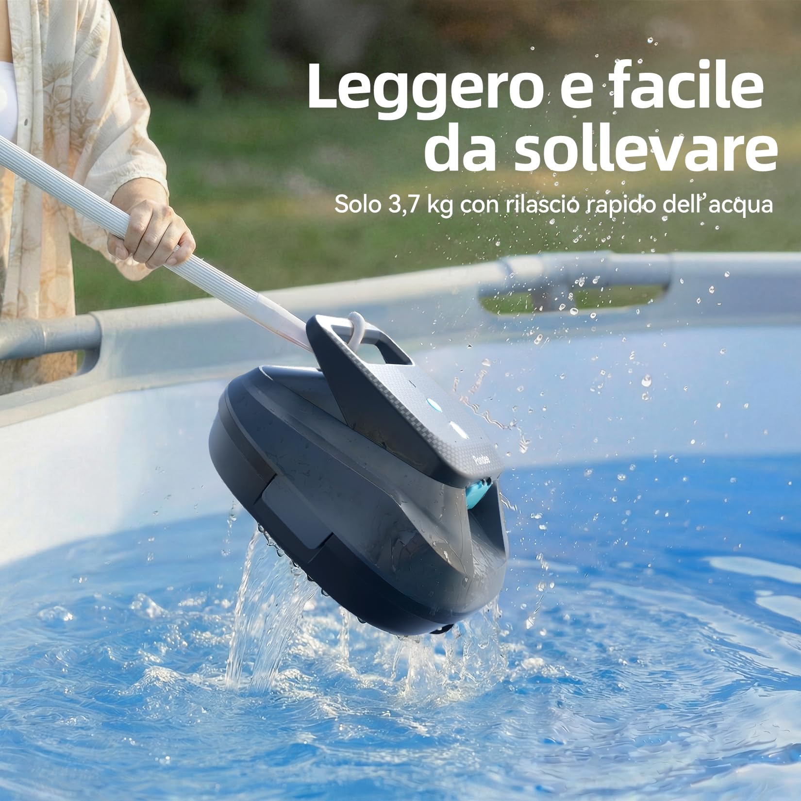 (2026 New) Pondee X2 Robot Piscina Senza Fili, Aspiratore 200 Min Autonomia, Parcheggio automatico, per Piscine Fuori Terra e Interrate fino a 120 m²