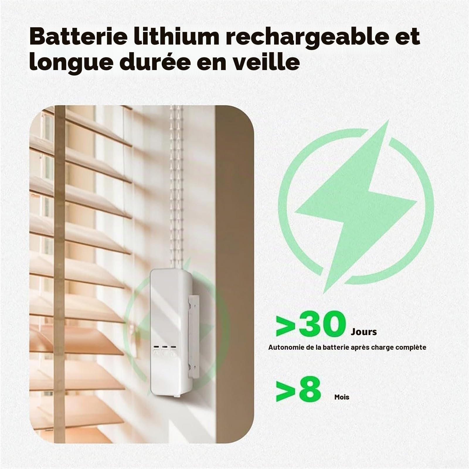 MObyat Ouvre-Porte Intelligent Motorisé pour Stores À Enrouleur À Chaîne, Moteur Intelligent pour Rideaux À Cordon avec Télécommande Et Commande Vocale, Réglage L'heure, Mémoire Coupure Courant