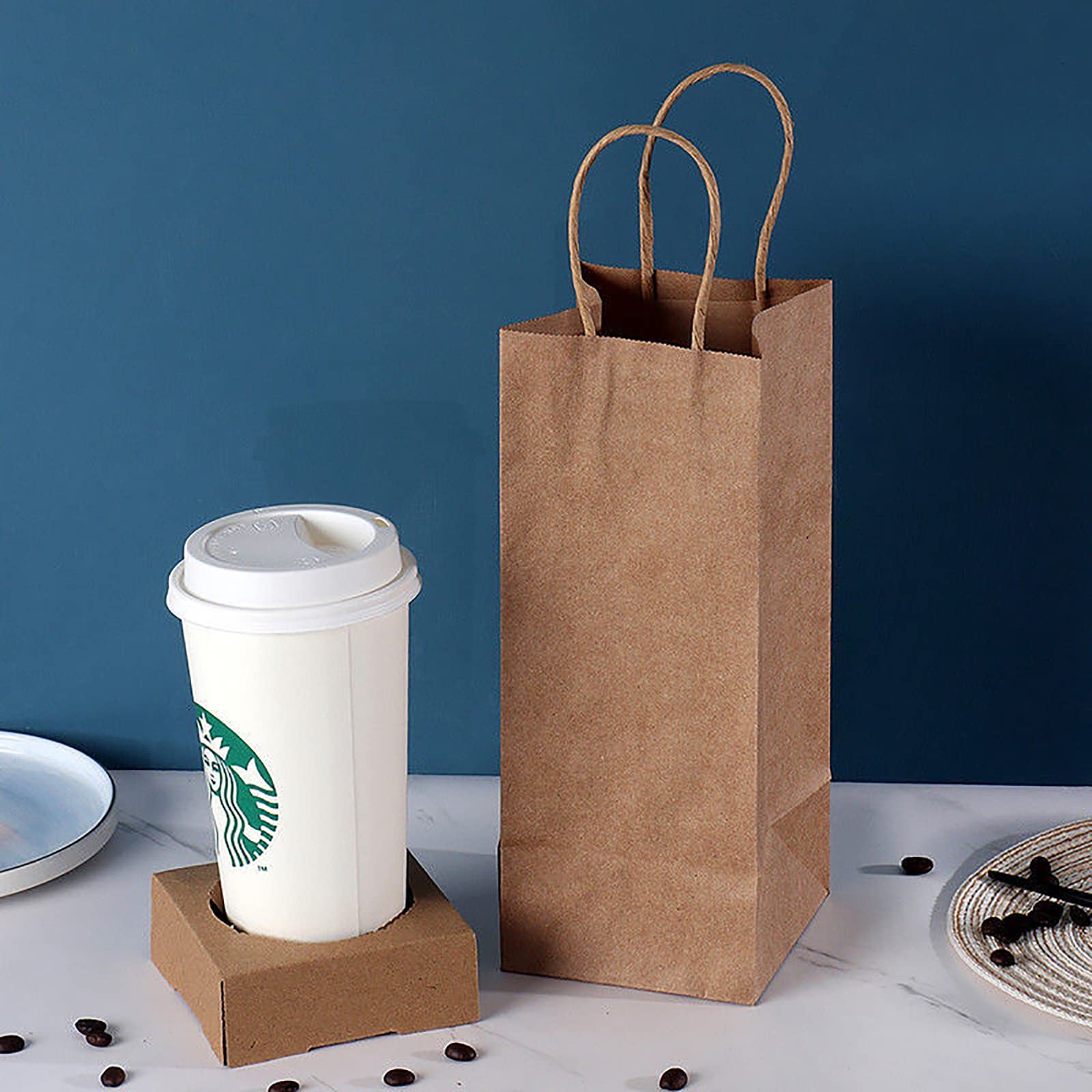 50 Stück Braune Kraftpapier-Weintüten Mit Griffen – Robust, Umweltfreundlich, Perfekt Für Hochzeiten Und Partys