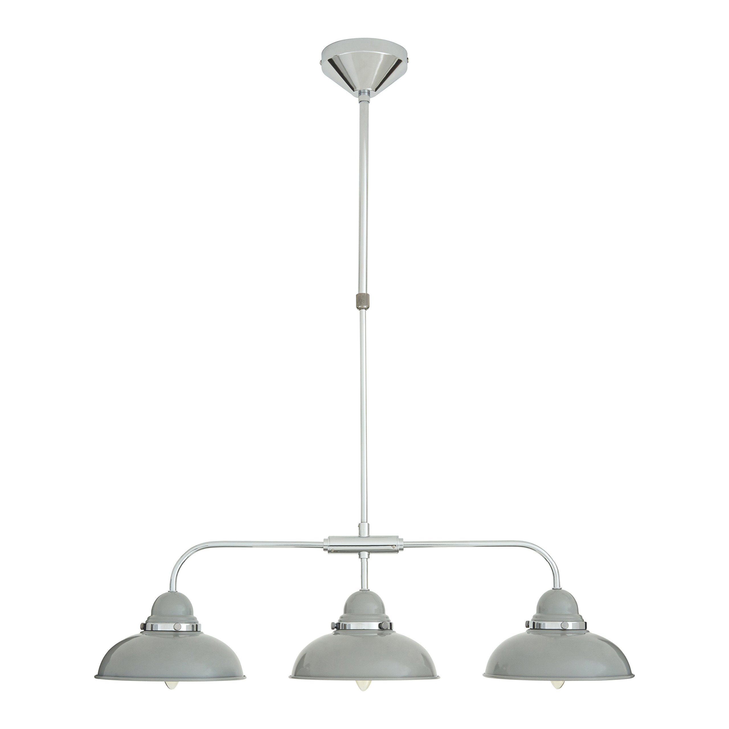 Jasper 3 Shades Light Grey And Chrome Pendant Light - Grey