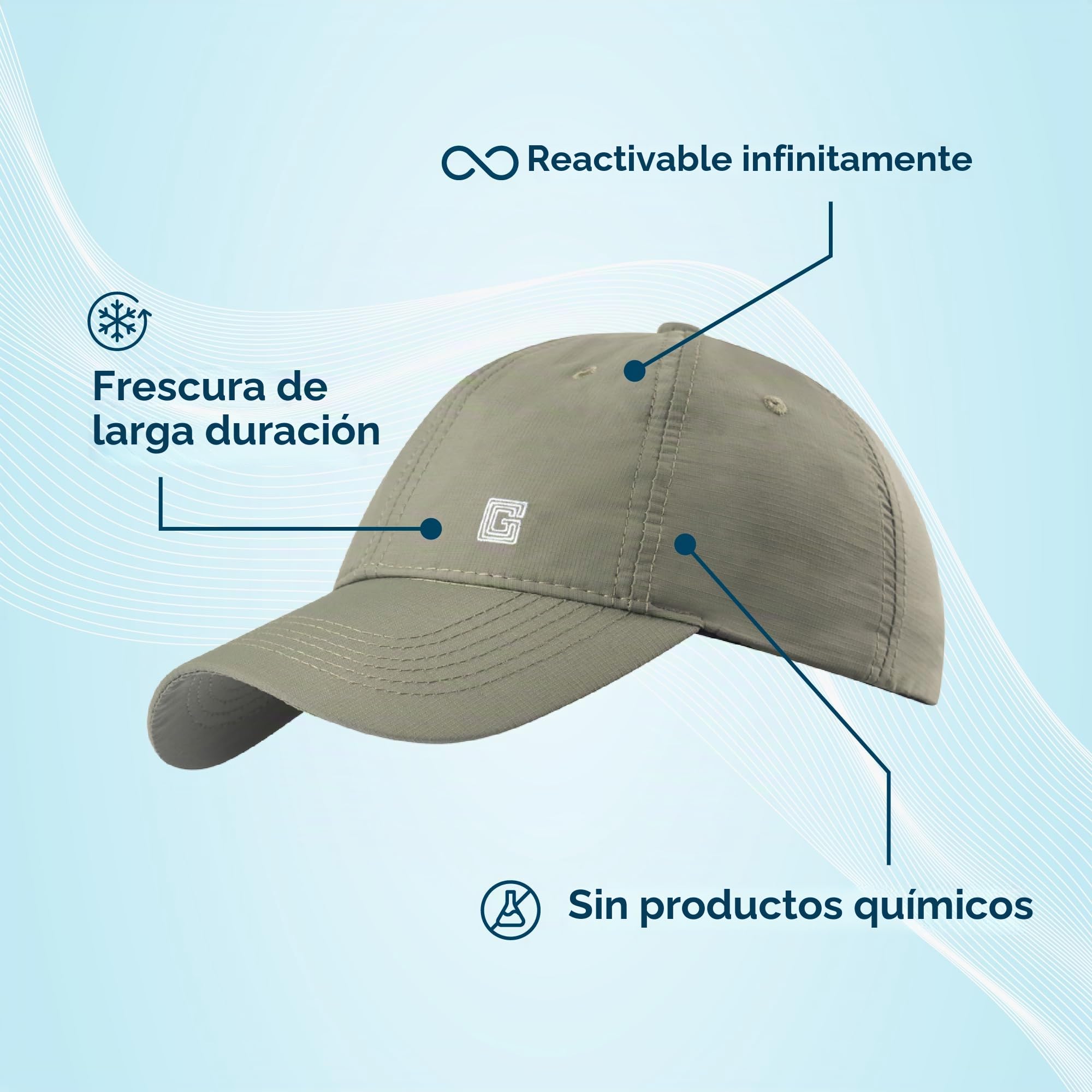 G-HEAT - Gorra refrescante con tecnología de refrigeración | protección solar | ultraligera y transpirable, de secado rápido, ideal para ocio, senderismo, verano, sol