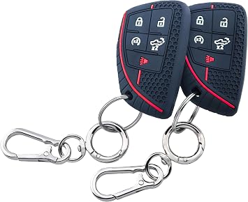 2Pcs 5 Buttons Silicone Smart Remote Key Fob Cover for 2026 2025 2024 2023 2022 GMC Sierra 1500 silverado1500 Chevy Chevrolet Silverado 2500 3500HD Black, 5 Buttons