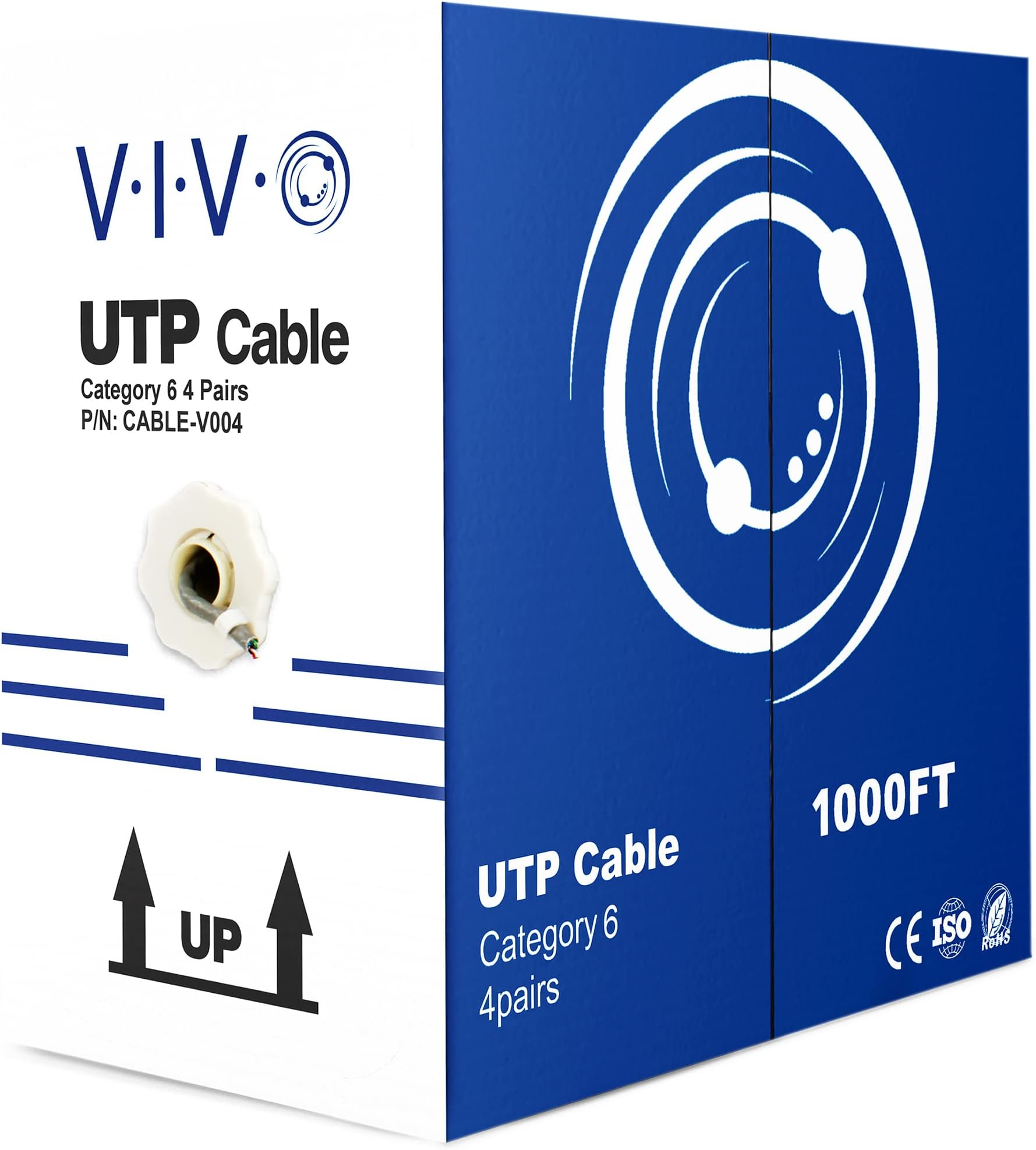VIVO 1,000ft Bulk Cat6 Wire, CCA Ethernet Cable, 23 AWG, UTP Pull Box, LAN Network, Gray, CABLE-V004